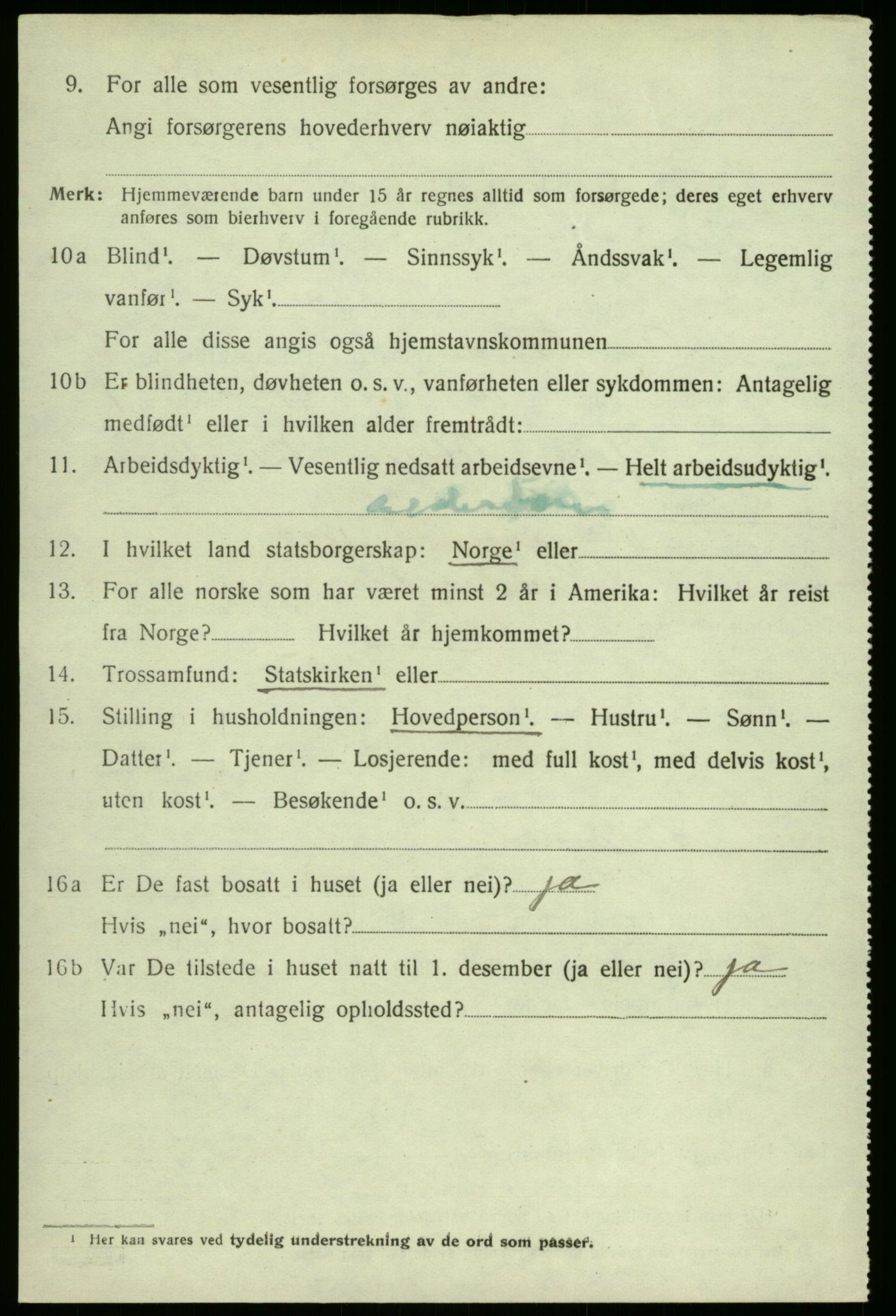 SAB, 1920 census for Aurland, 1920, p. 4067