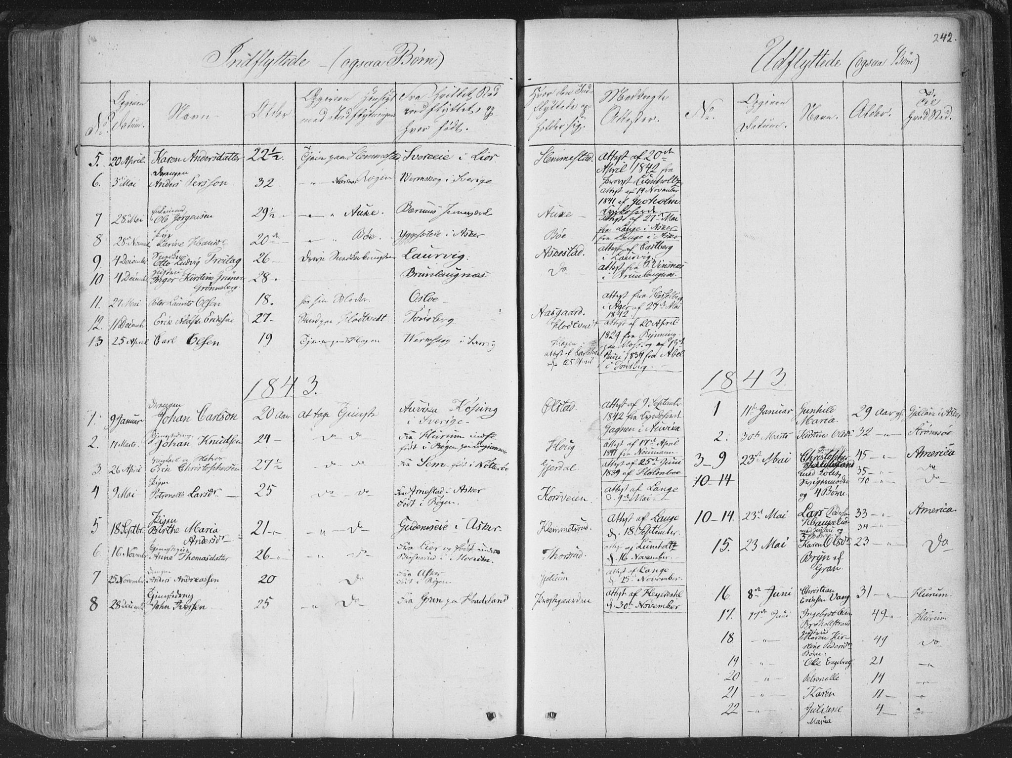 Røyken kirkebøker, AV/SAKO-A-241/F/Fa/L0005: Parish register (official) no. 5, 1833-1856, p. 242