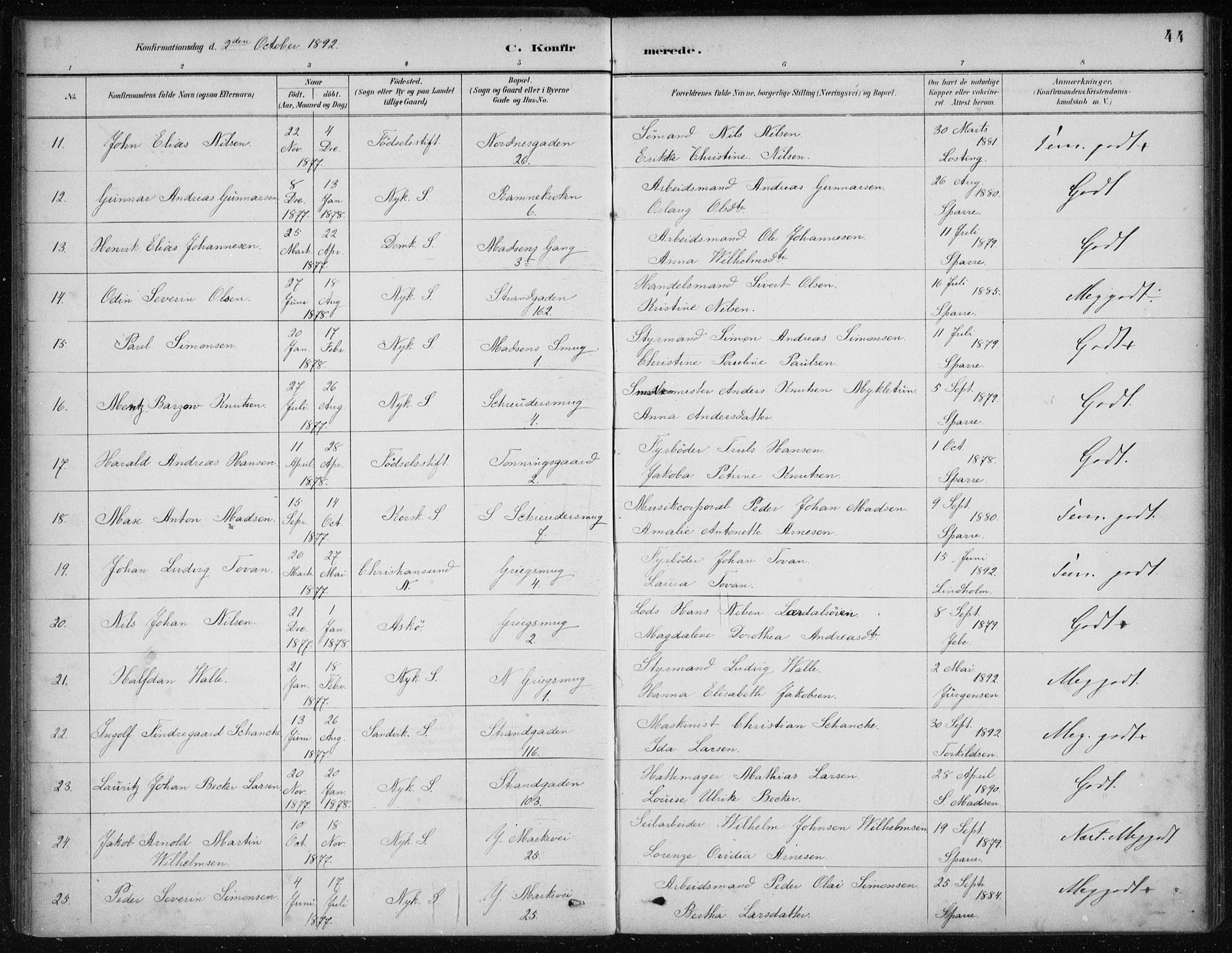 Nykirken Sokneprestembete, AV/SAB-A-77101/H/Haa/L0027: Parish register (official) no. C 6, 1886-1913, p. 44