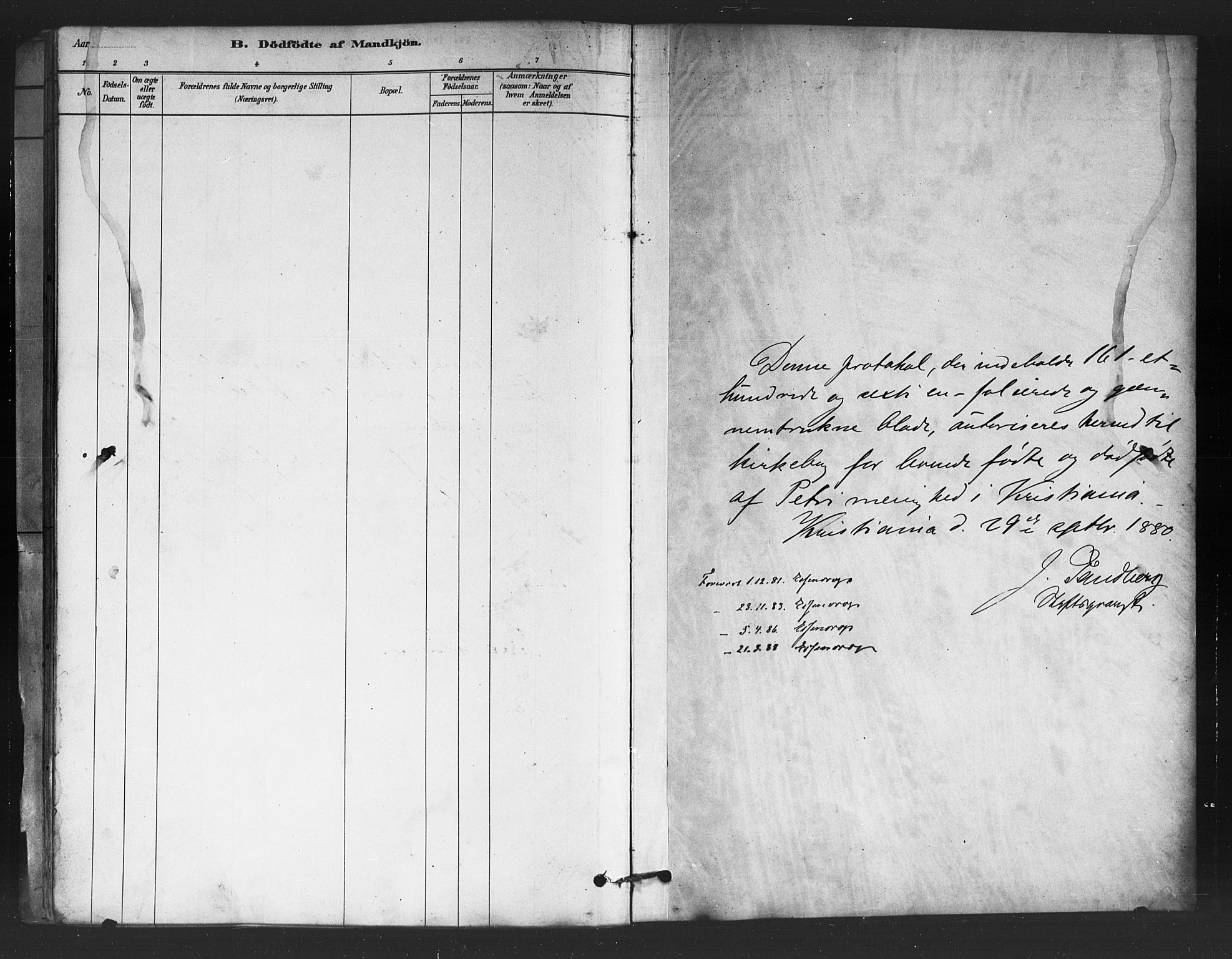 Petrus prestekontor Kirkebøker, AV/SAO-A-10872/F/Fa/L0001: Parish register (official) no. I 1, 1880-1887