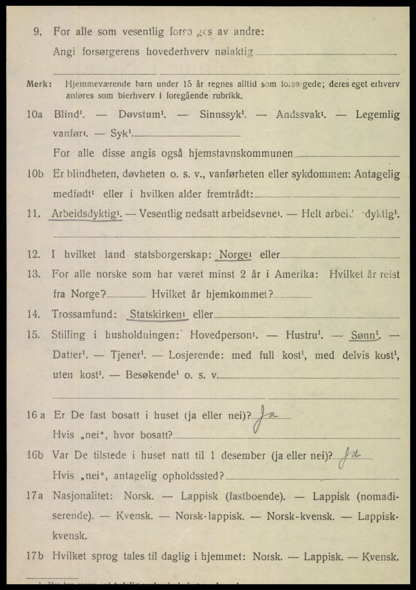 SAT, 1920 census for Nordli, 1920, p. 1840