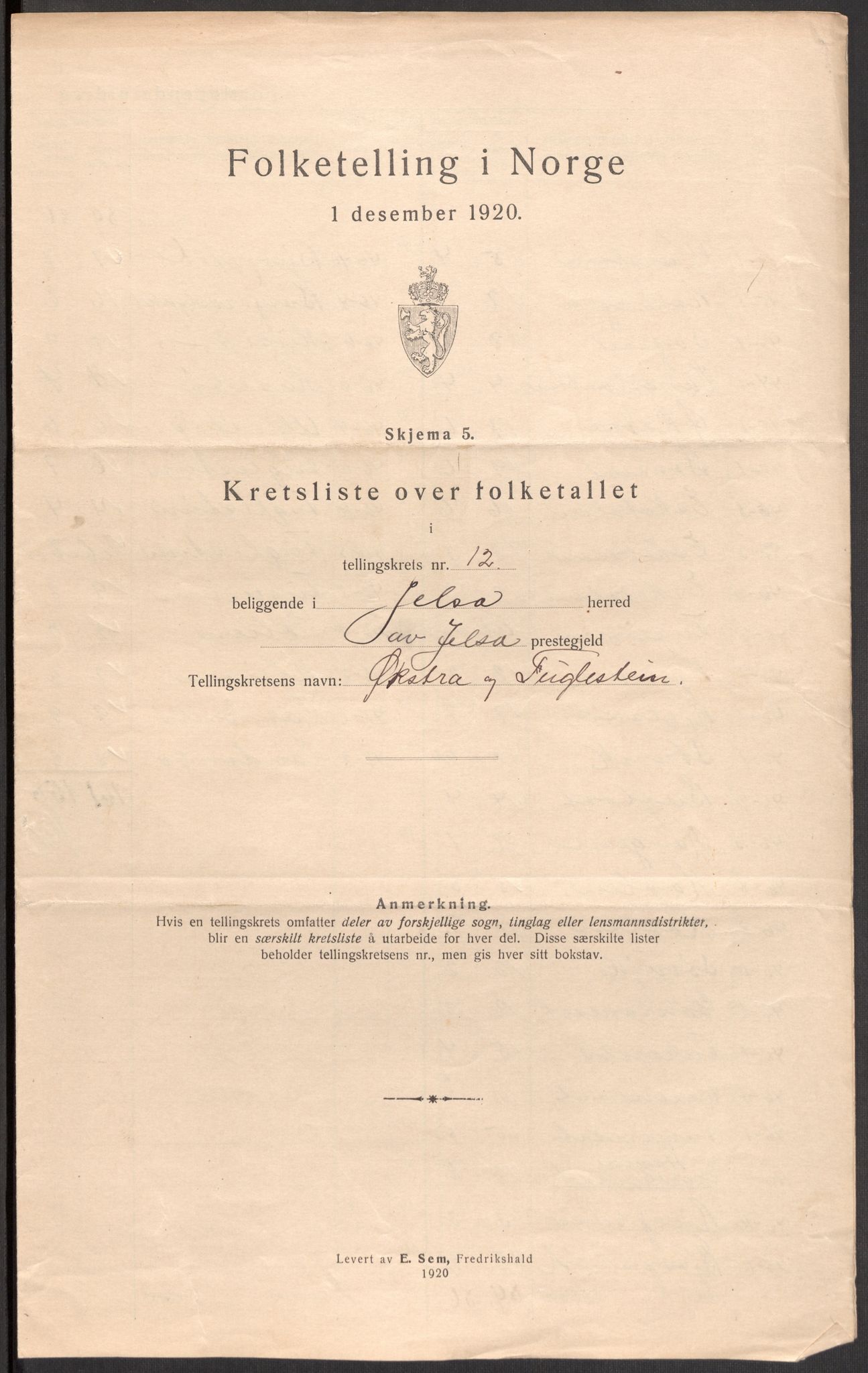 SAST, 1920 census for Jelsa, 1920, p. 49