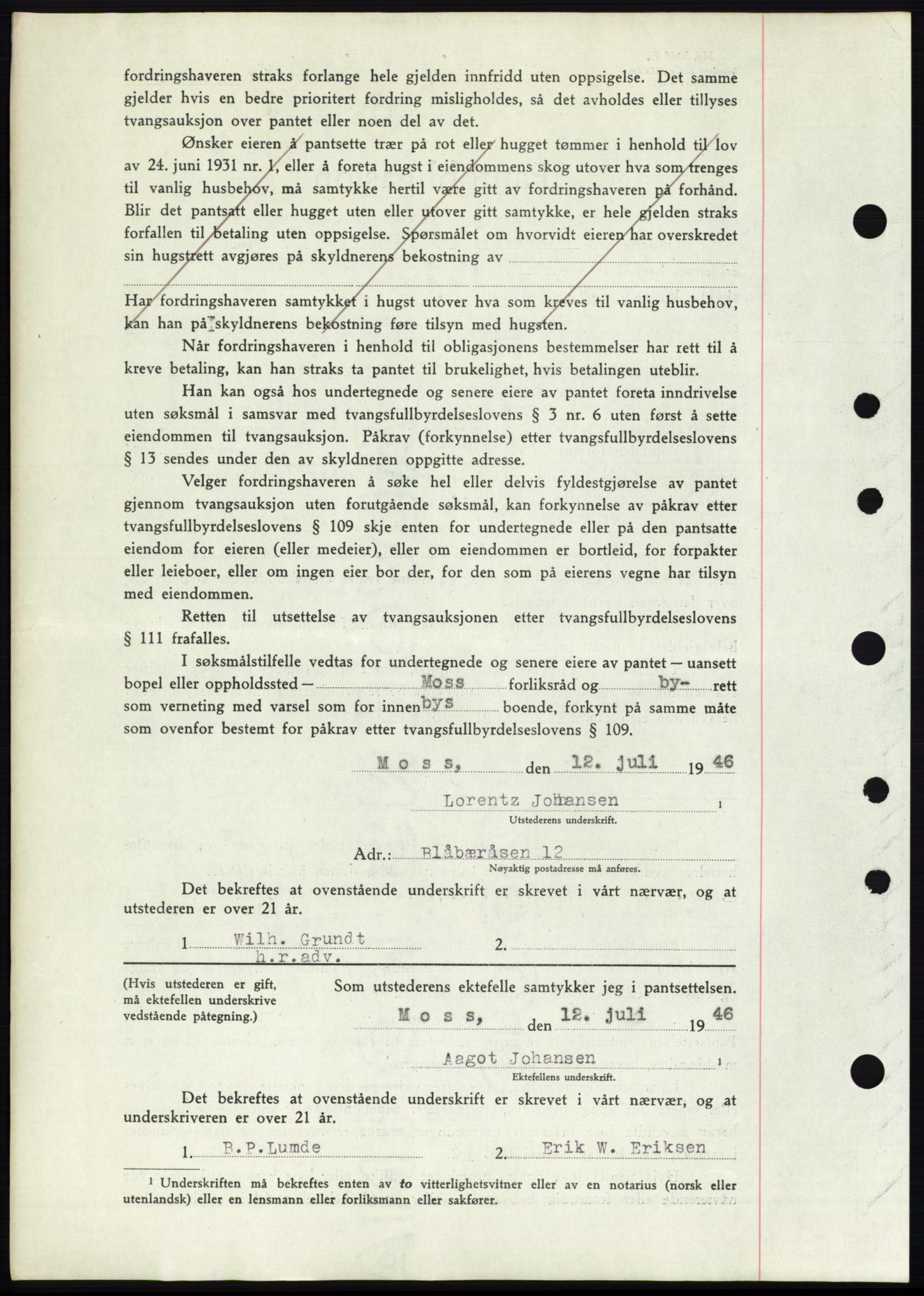 Moss sorenskriveri, SAO/A-10168: Mortgage book no. B15, 1946-1946, Diary no: : 1641/1946