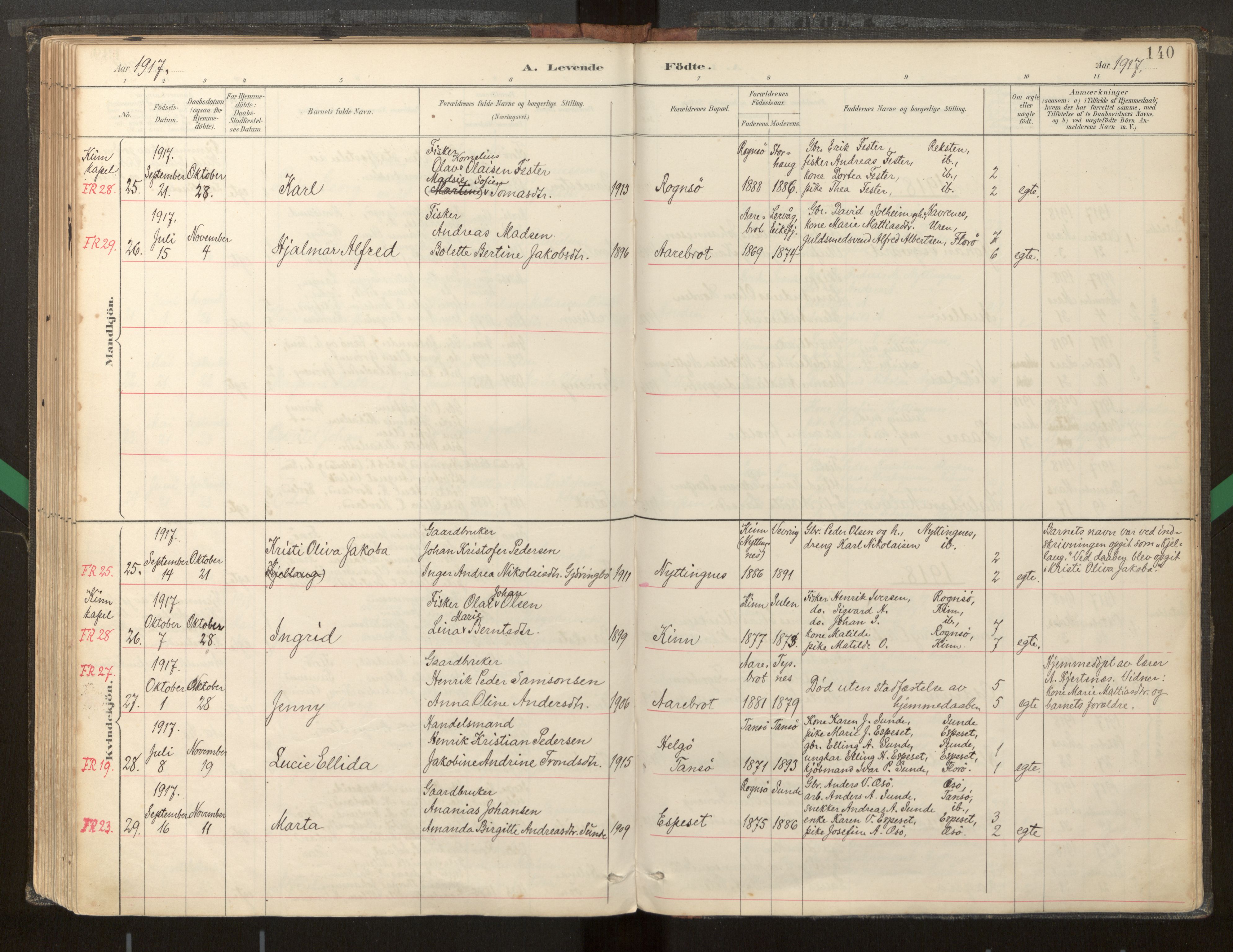 Kinn sokneprestembete, AV/SAB-A-80801/H/Haa/Haab/L0001: Parish register (official) no. B 1, 1886-1921, p. 140