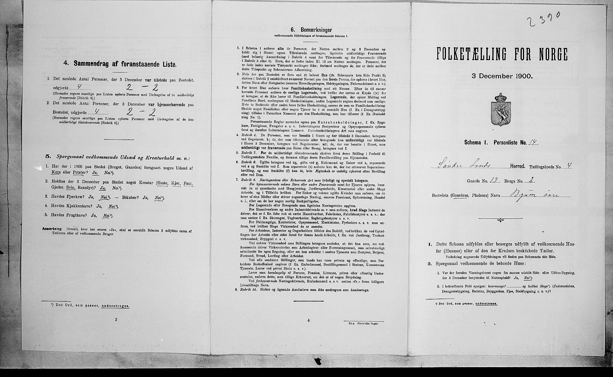 SAH, 1900 census for Søndre Land, 1900, p. 535