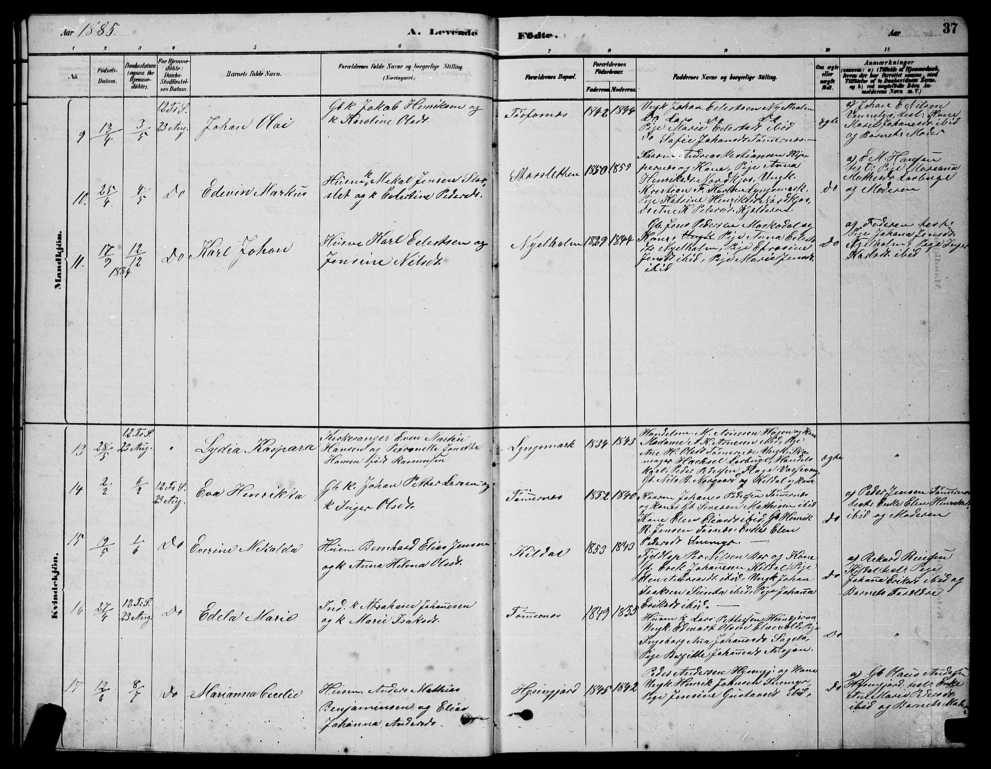 Skjervøy sokneprestkontor, AV/SATØ-S-1300/H/Ha/Hab/L0020klokker: Parish register (copy) no. 20, 1878-1892, p. 37