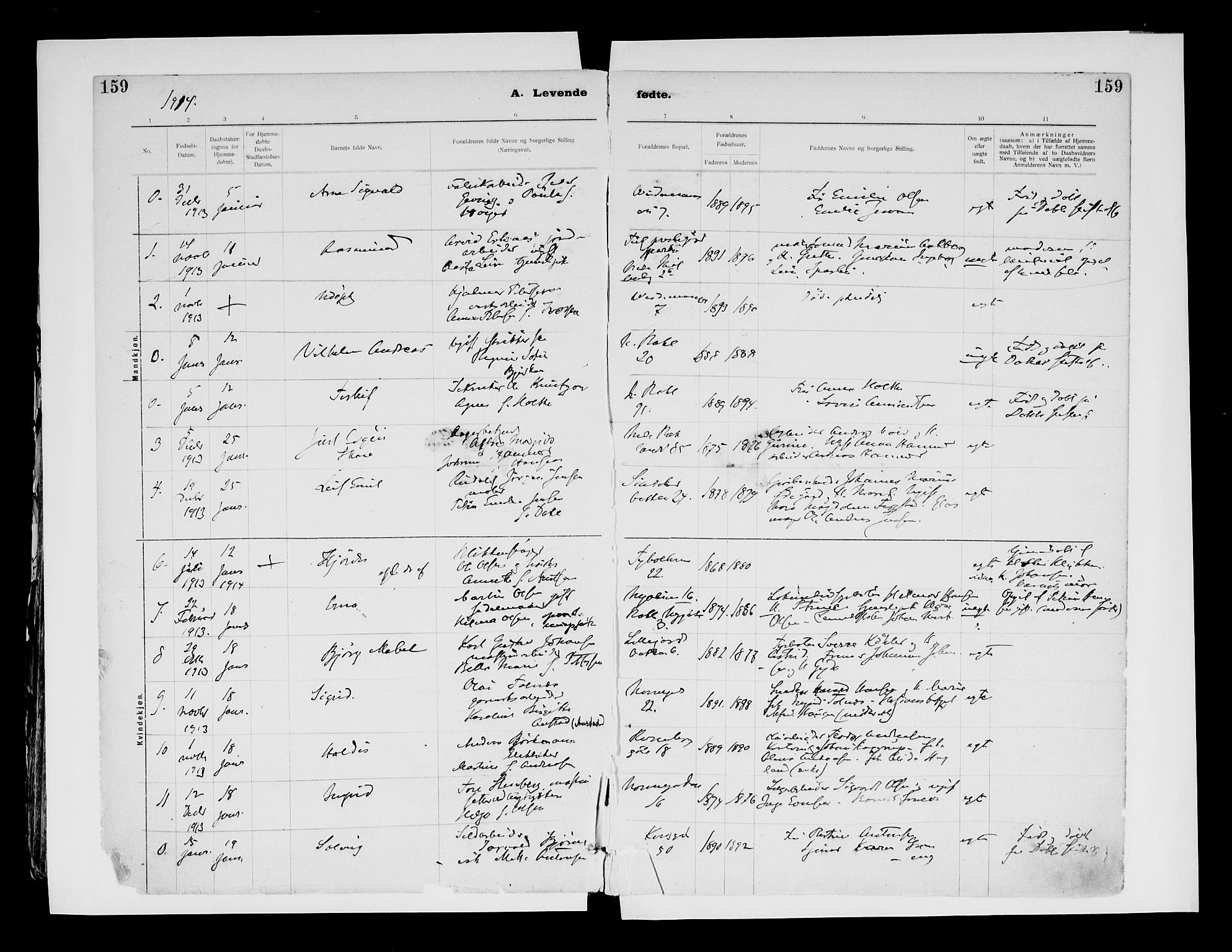 Ministerialprotokoller, klokkerbøker og fødselsregistre - Sør-Trøndelag, AV/SAT-A-1456/604/L0203: Parish register (official) no. 604A23, 1908-1916, p. 159