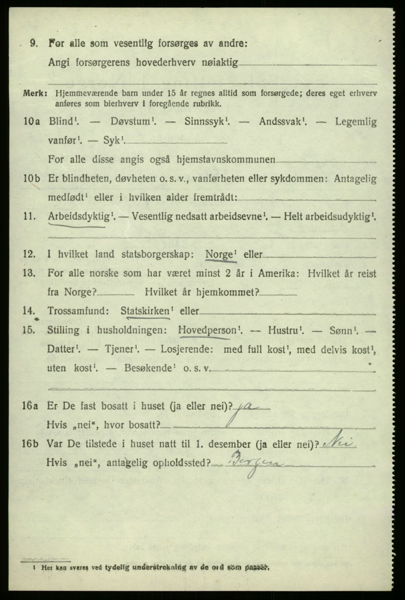 SAB, 1920 census for Haus, 1920, p. 4588