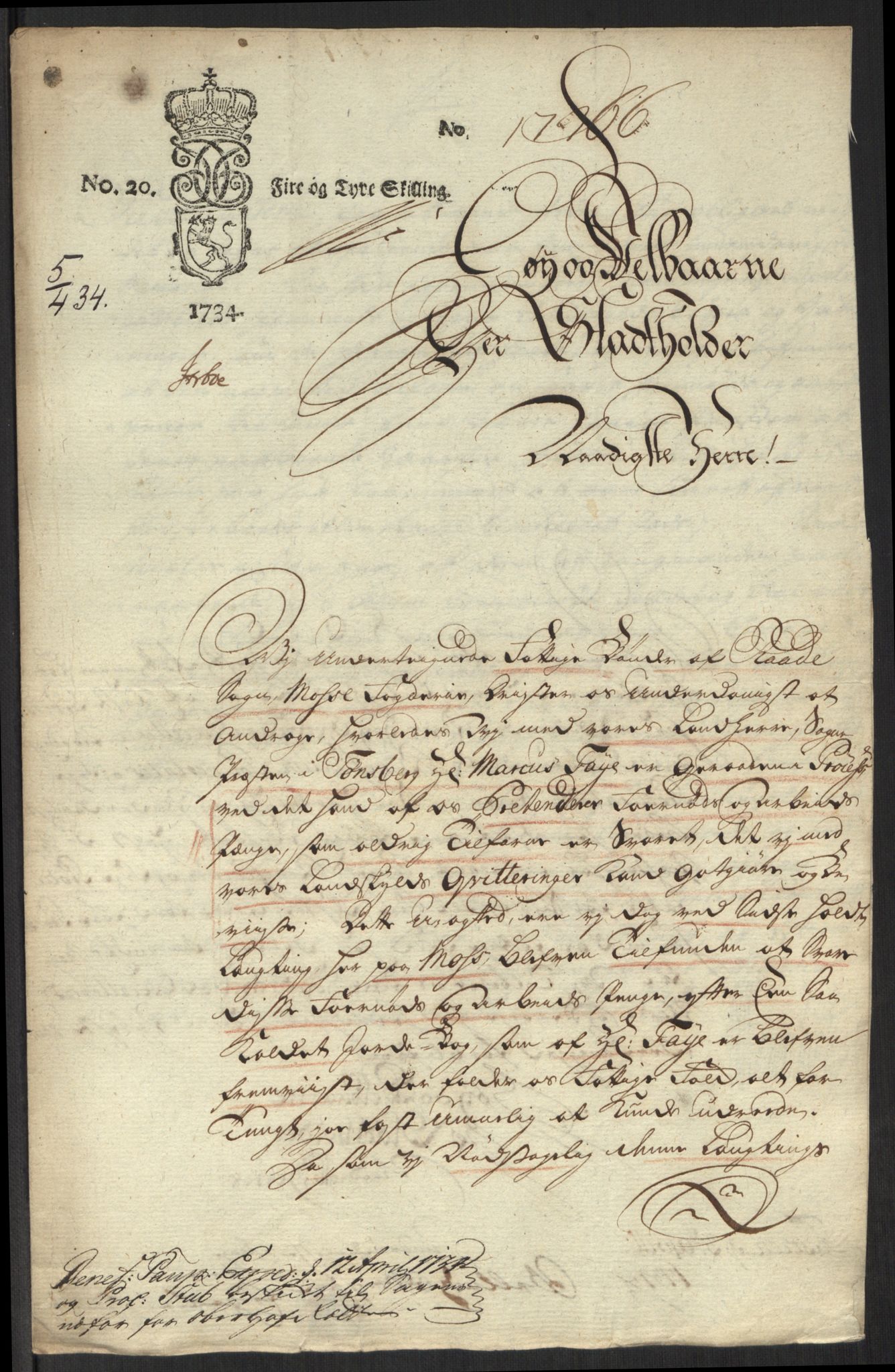 Stattholderembetet 1572-1771, AV/RA-EA-2870/Ef/L0107: Brev fra embetsmenn og andre, 1733-1734, p. 214