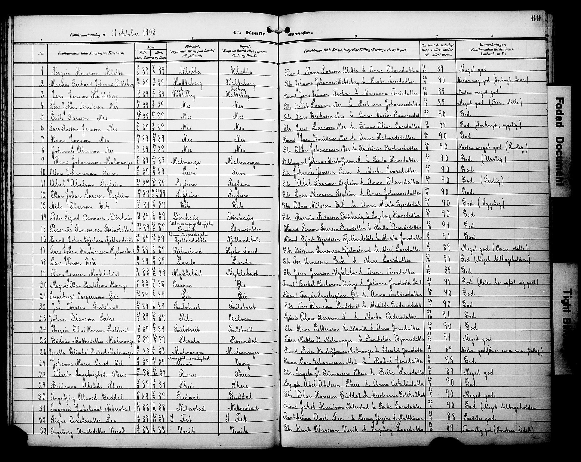 Kvinnherad sokneprestembete, SAB/A-76401/H/Hab: Parish register (copy) no. A 2A, 1901-1911, p. 69
