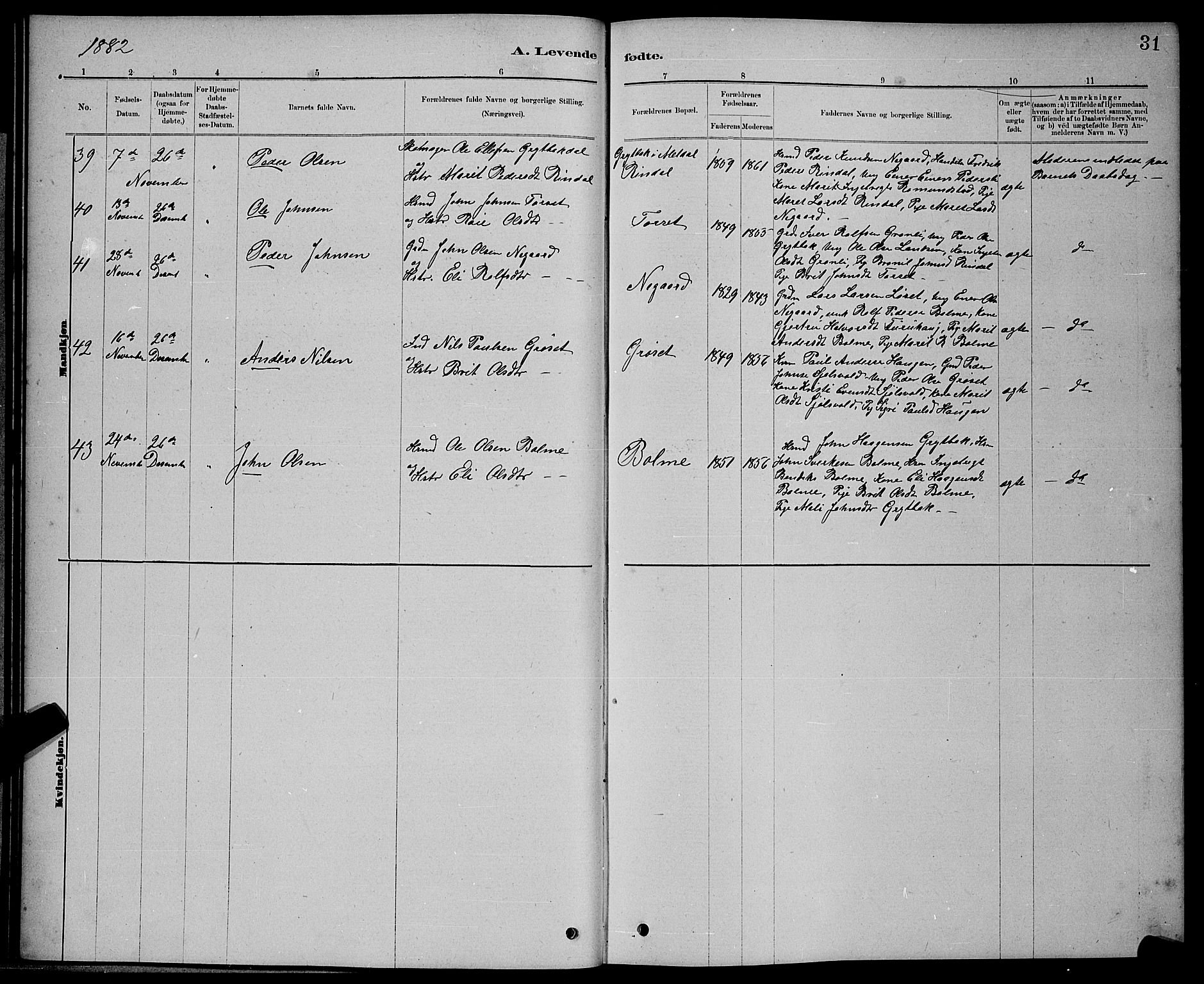 Ministerialprotokoller, klokkerbøker og fødselsregistre - Møre og Romsdal, AV/SAT-A-1454/598/L1077: Parish register (copy) no. 598C02, 1879-1891, p. 31