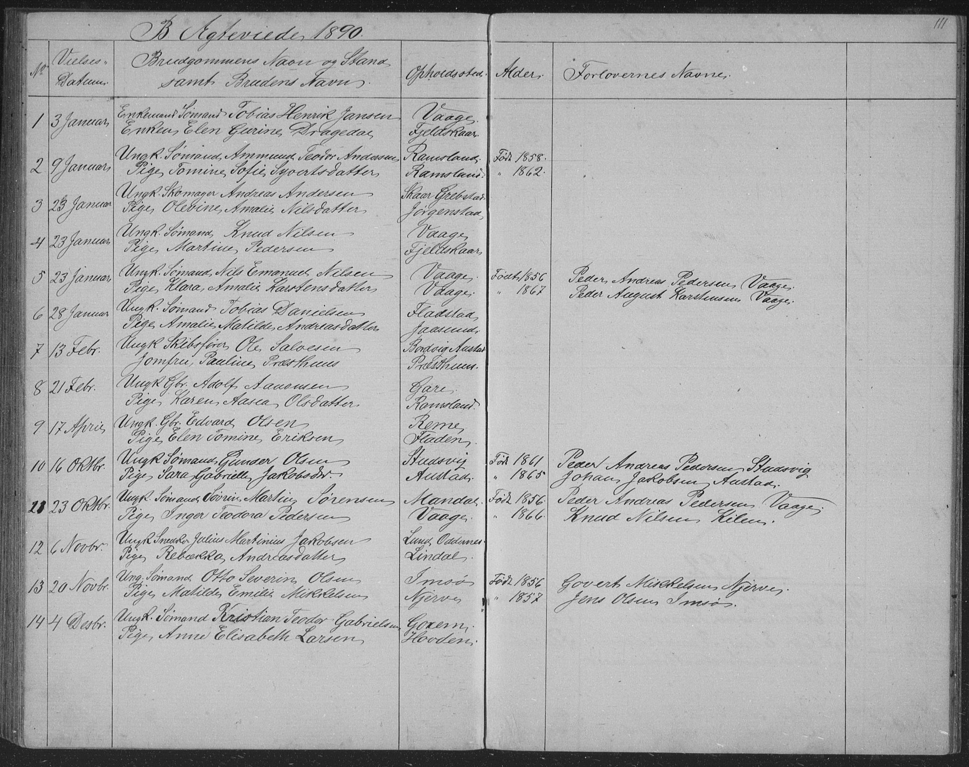 Sør-Audnedal sokneprestkontor, AV/SAK-1111-0039/F/Fb/Fba/L0003: Parish register (copy) no. B 3, 1879-1893, p. 111