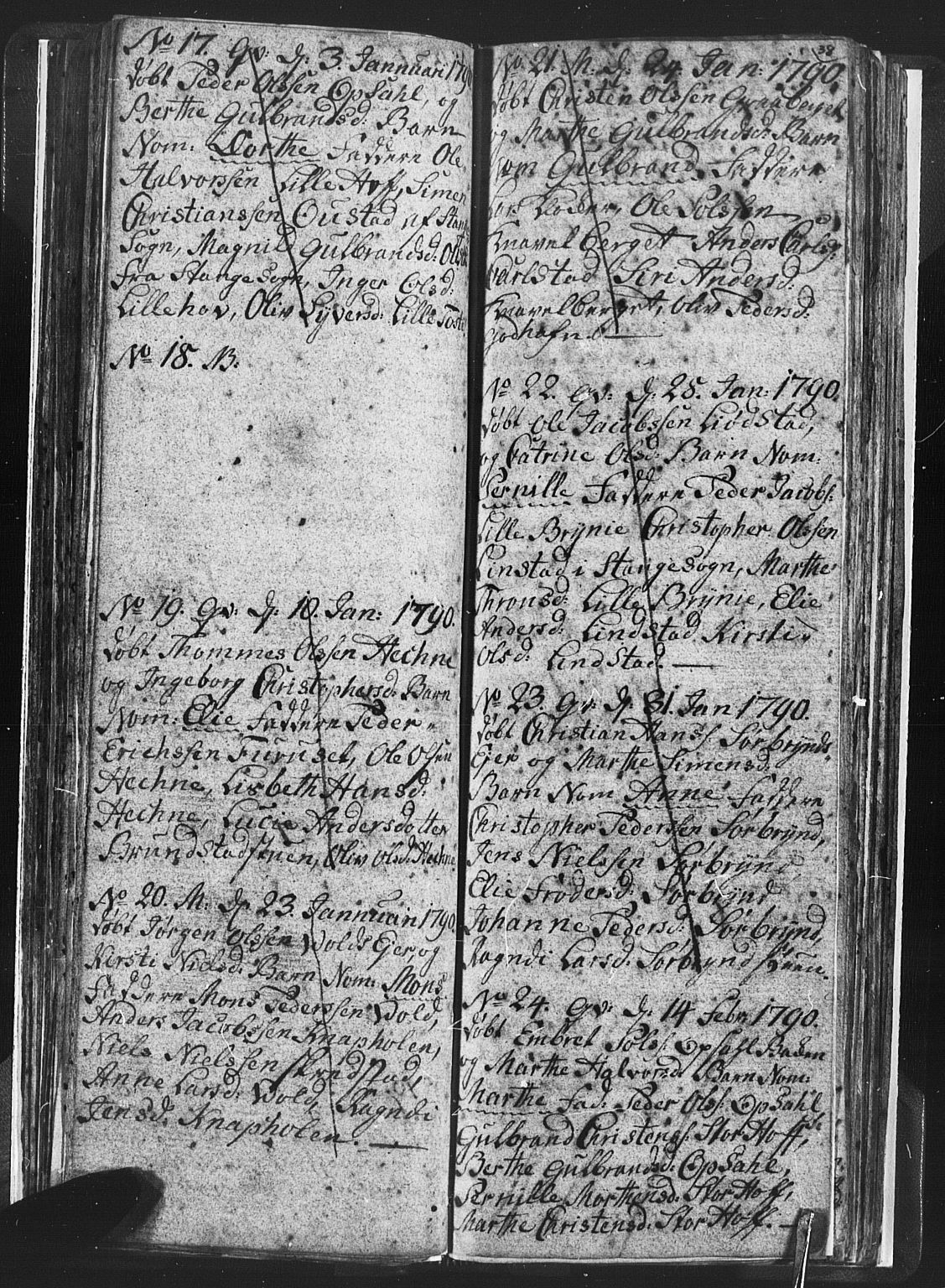 Romedal prestekontor, SAH/PREST-004/L/L0001: Parish register (copy) no. 1, 1785-1794, p. 38