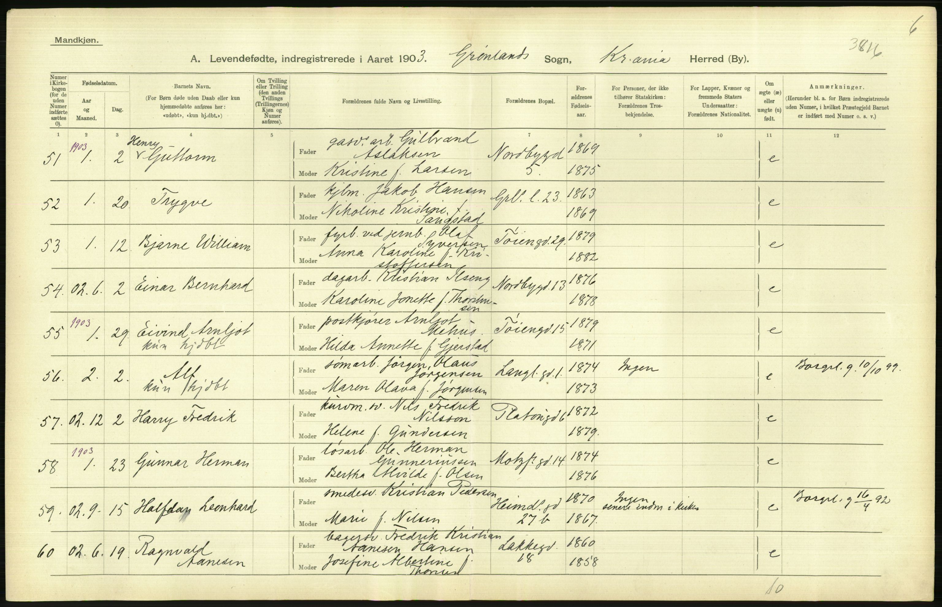 Statistisk sentralbyrå, Sosiodemografiske emner, Befolkning, AV/RA-S-2228/D/Df/Dfa/Dfaa/L0003: Kristiania: Fødte, 1903, p. 622