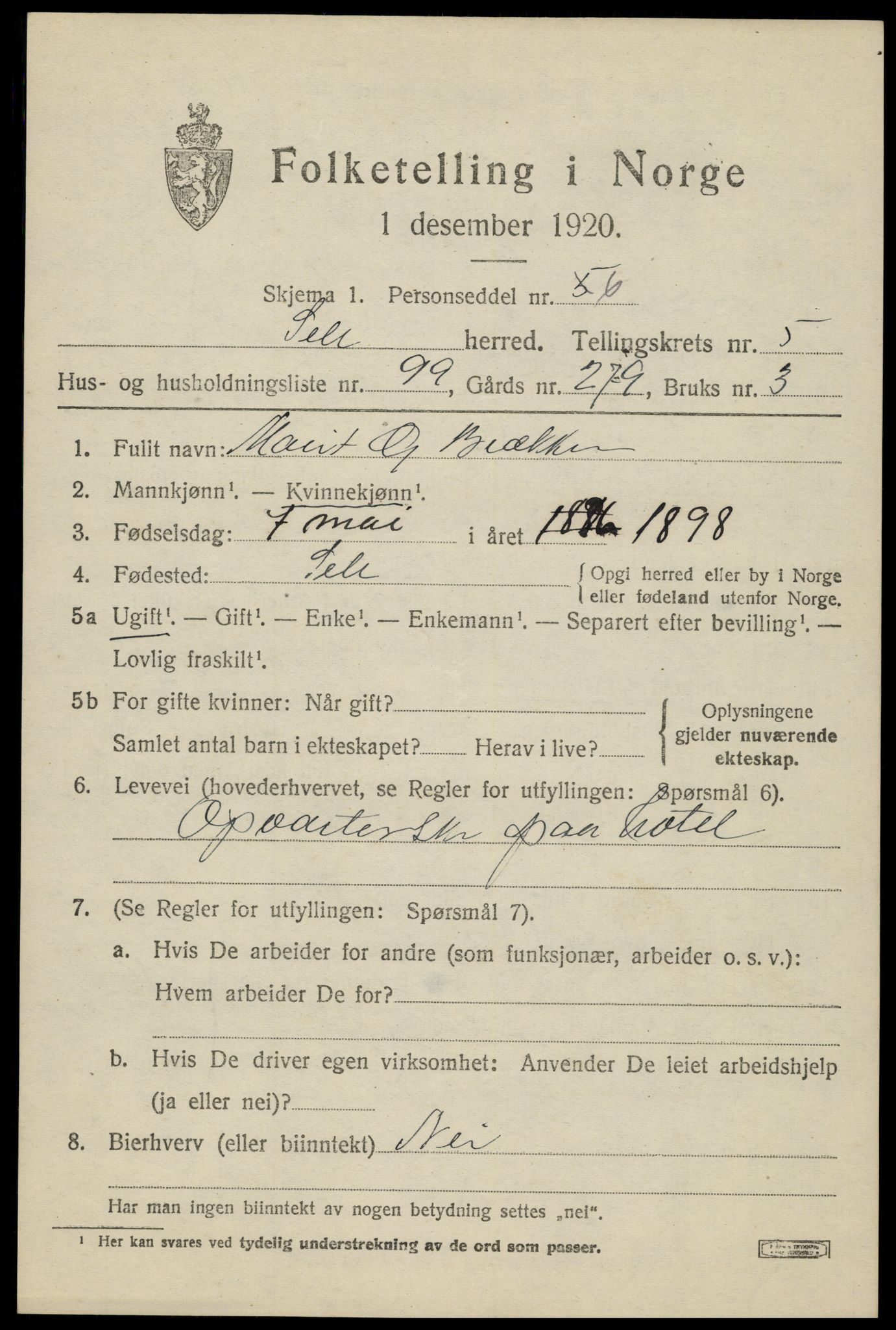 SAH, 1920 census for Sel, 1920, p. 5414