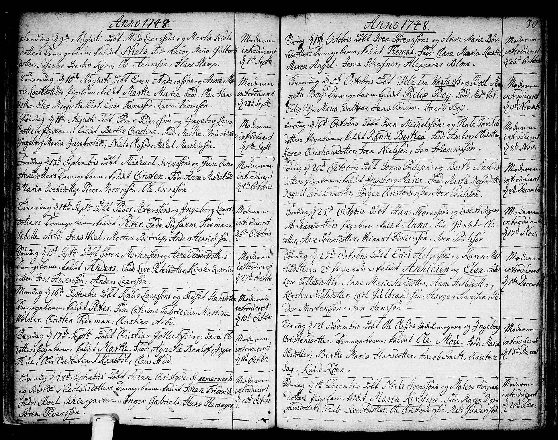 Strømsø kirkebøker, AV/SAKO-A-246/F/Fa/L0007: Parish register (official) no. I 7, 1739-1751, p. 30