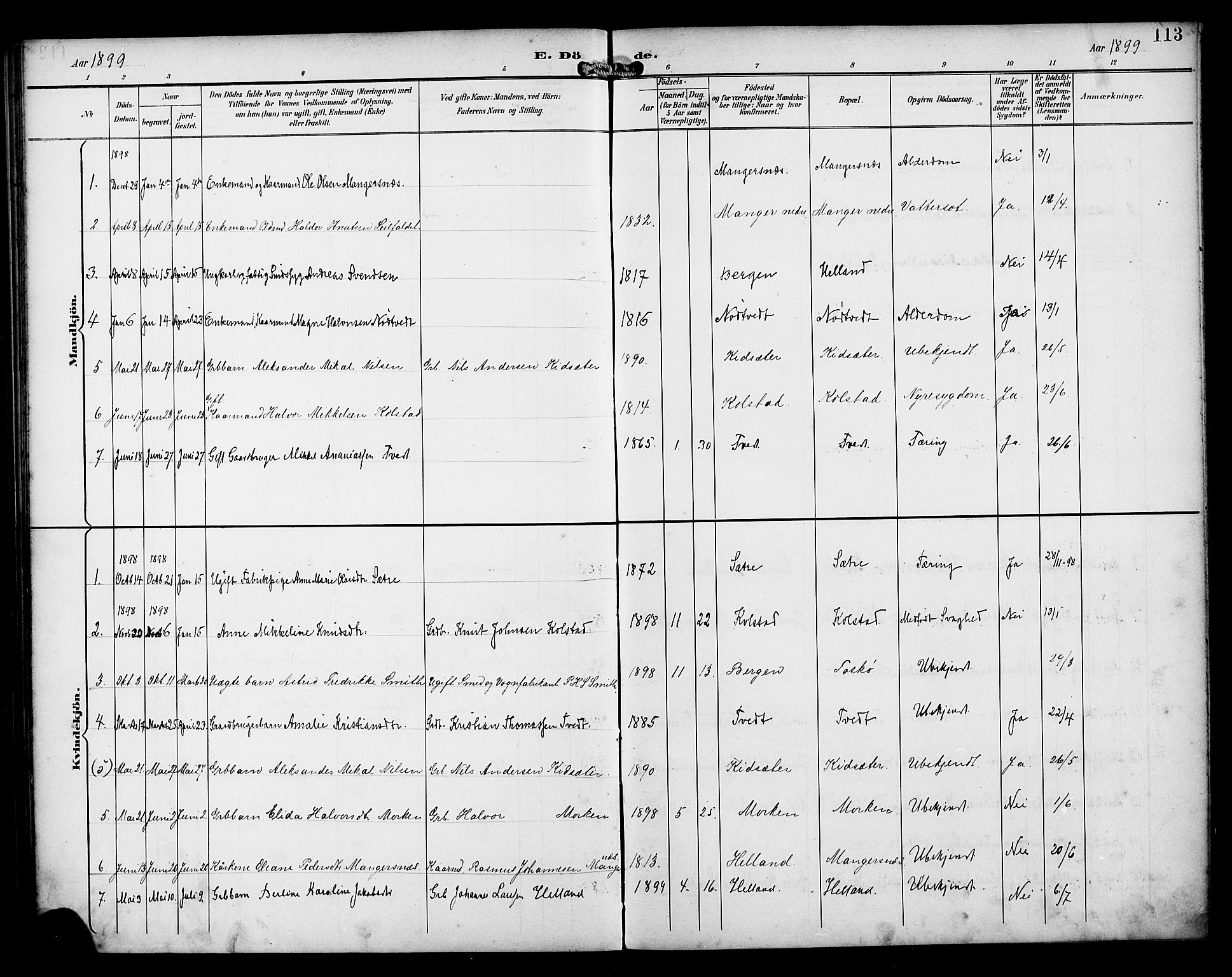Manger sokneprestembete, SAB/A-76801/H/Haa: Parish register (official) no. B 2, 1893-1906, p. 113