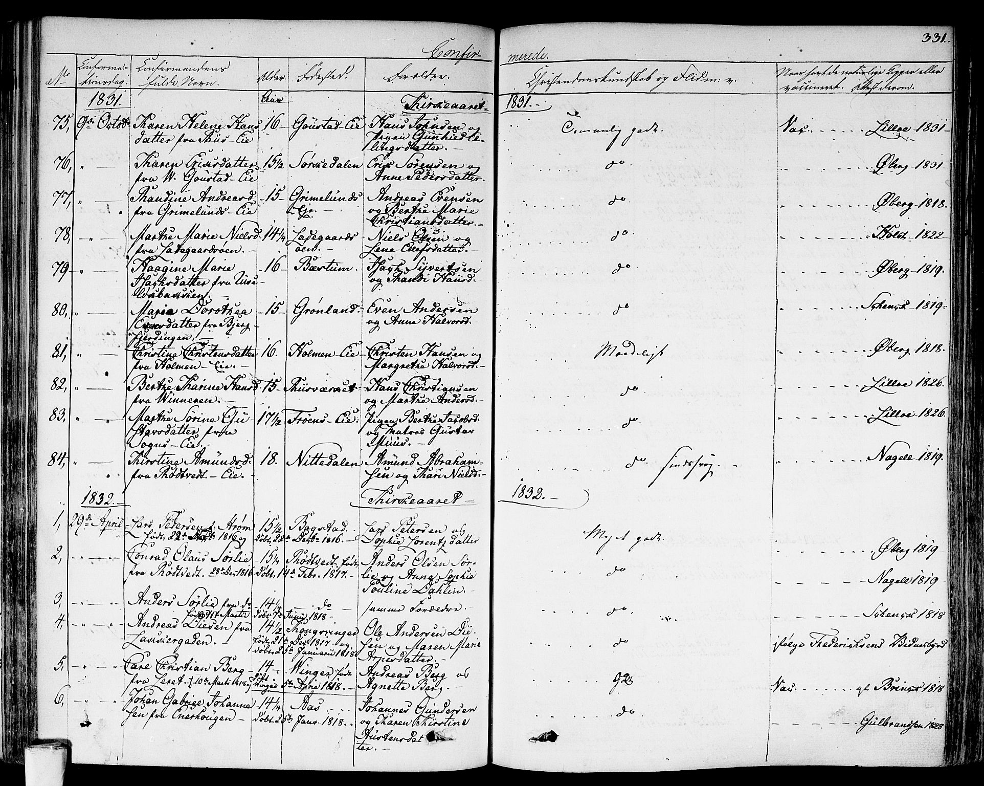 Aker prestekontor kirkebøker, AV/SAO-A-10861/F/L0013: Parish register (official) no. 13, 1828-1837, p. 331