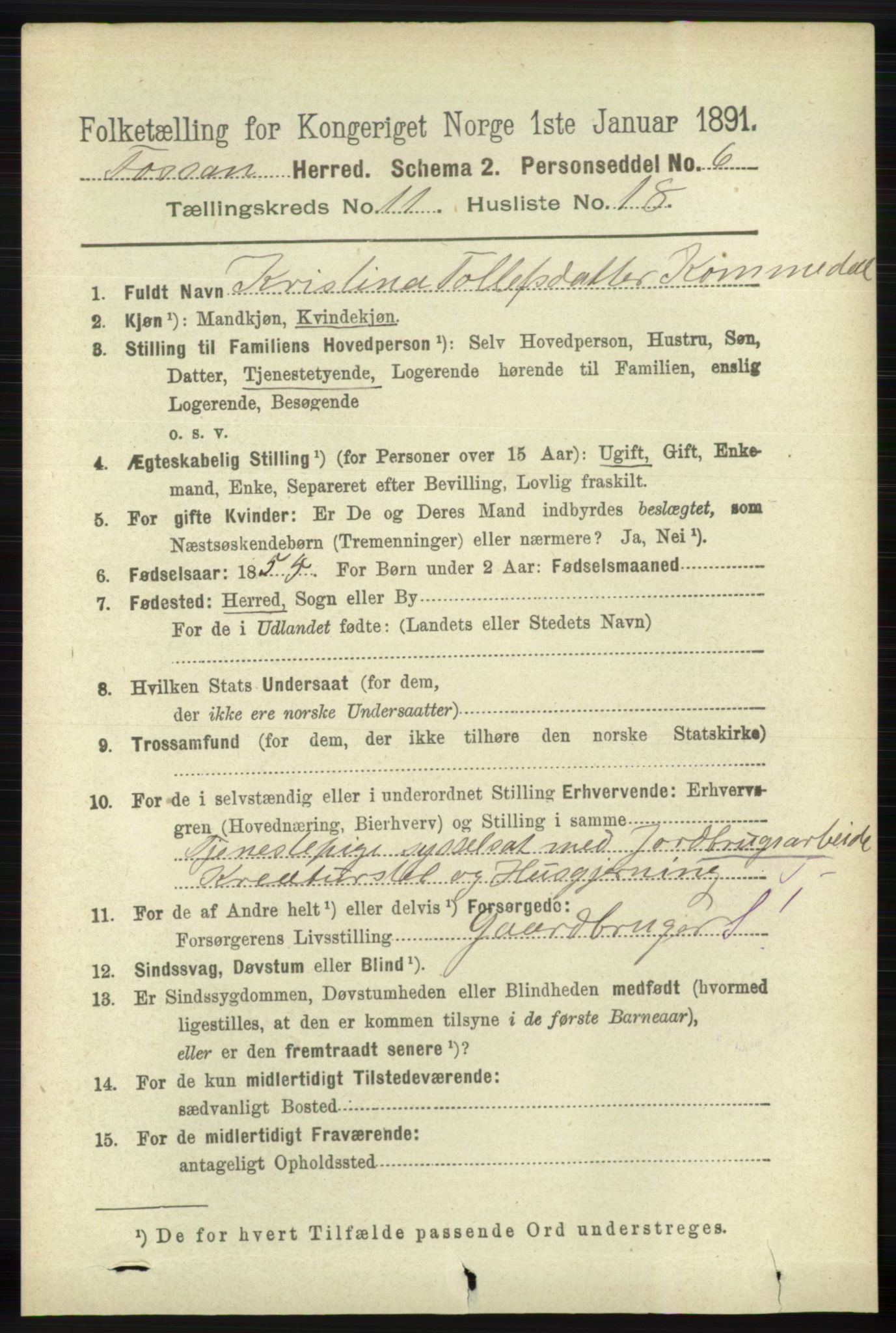 RA, 1891 census for 1129 Forsand, 1891, p. 1912