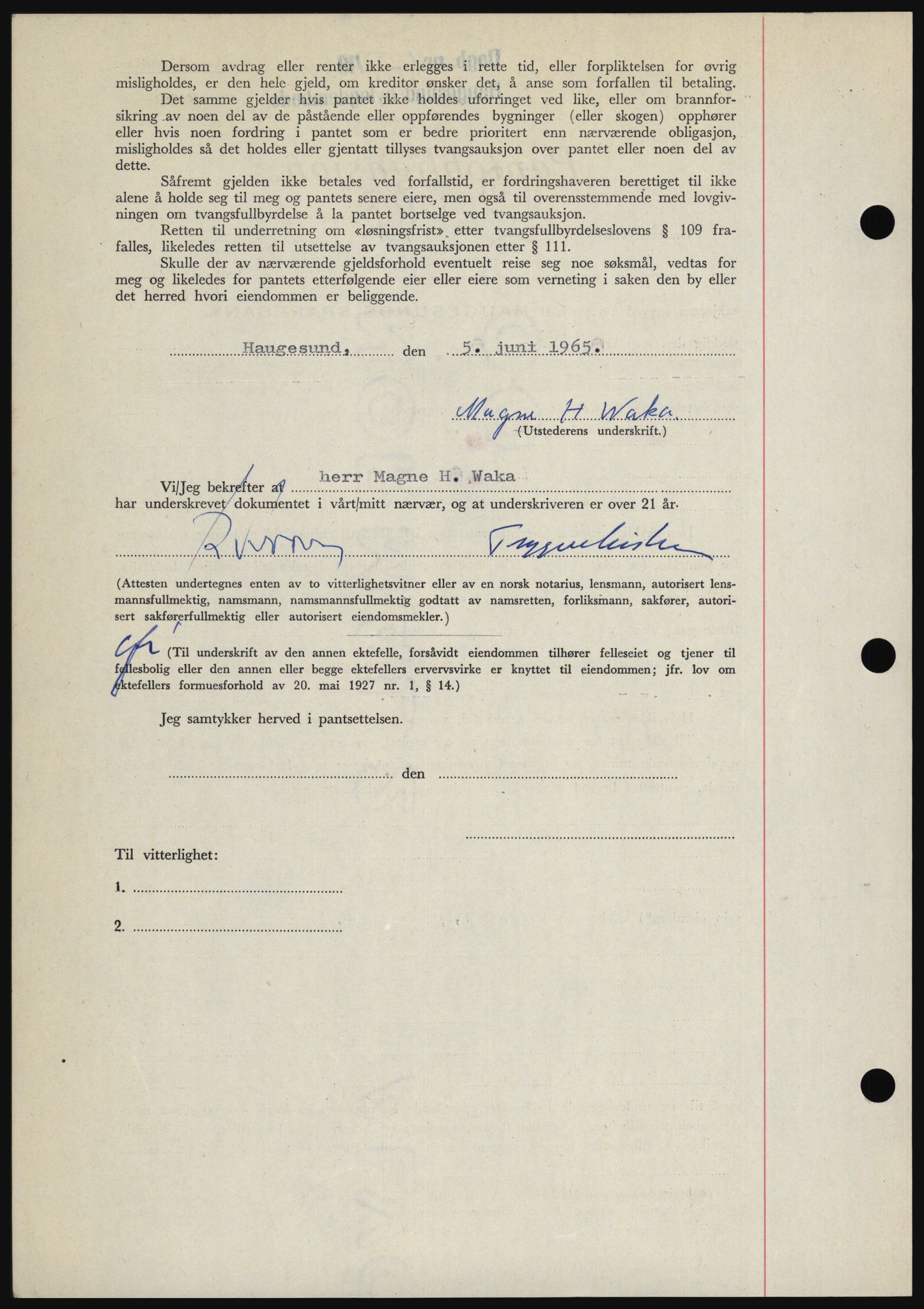 Haugesund tingrett, AV/SAST-A-101415/01/II/IIC/L0053: Mortgage book no. B 53, 1965-1965, Diary no: : 1480/1965