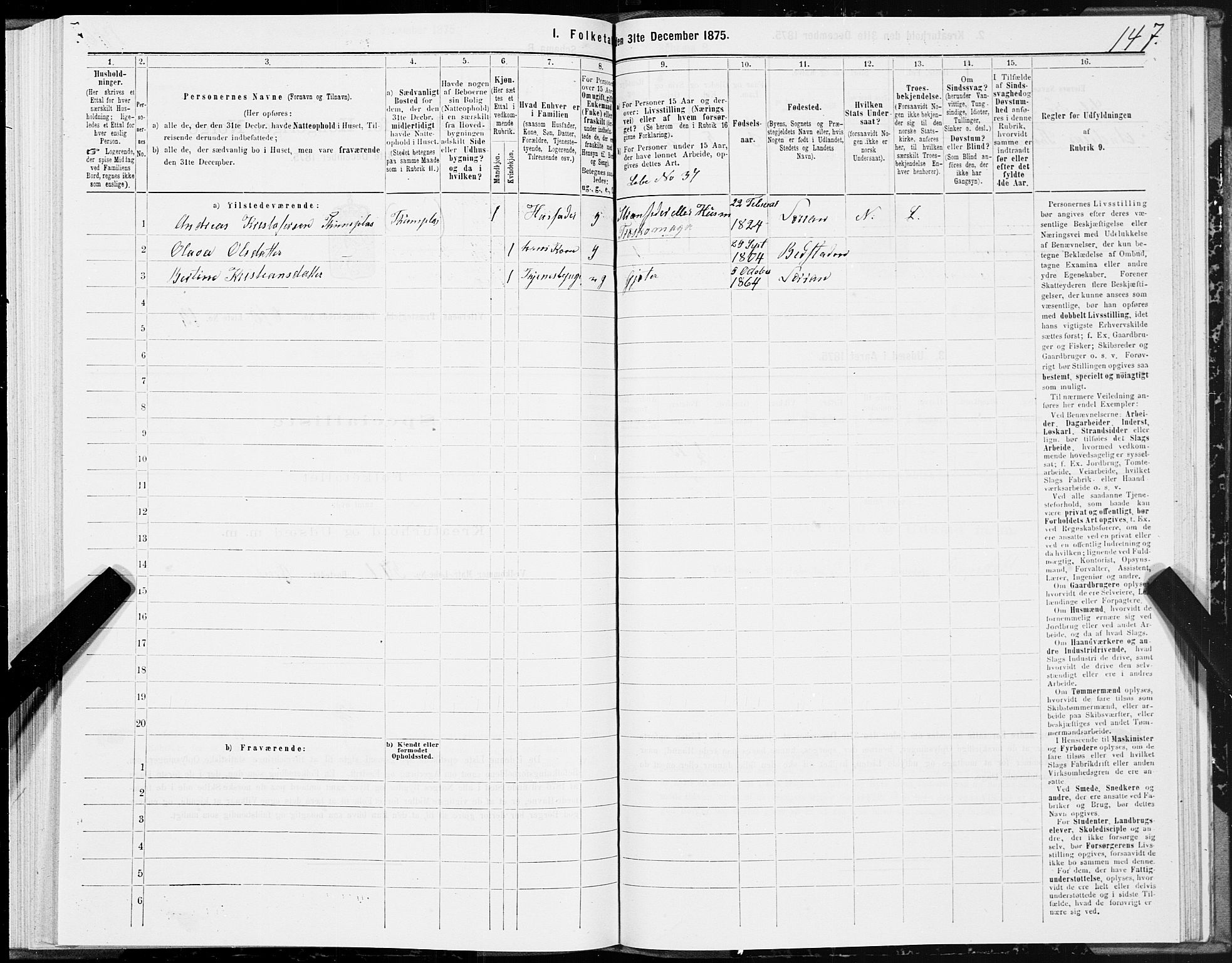 SAT, 1875 census for 1722P Ytterøy, 1875, p. 5147