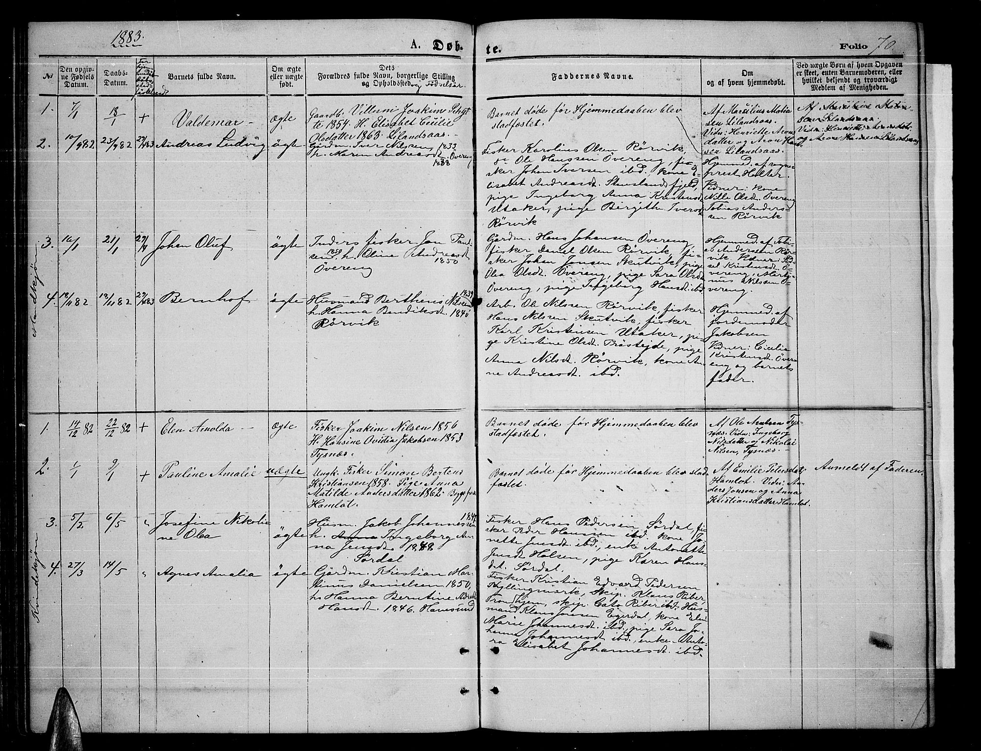 Ministerialprotokoller, klokkerbøker og fødselsregistre - Nordland, SAT/A-1459/859/L0858: Parish register (copy) no. 859C04, 1873-1886, p. 70