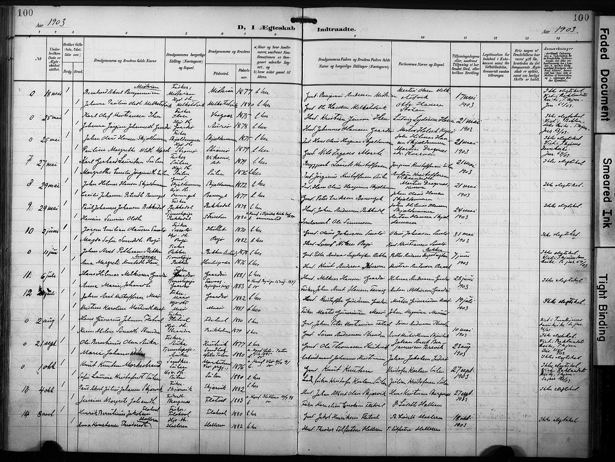Ministerialprotokoller, klokkerbøker og fødselsregistre - Sør-Trøndelag, SAT/A-1456/640/L0580: Parish register (official) no. 640A05, 1902-1910, p. 100
