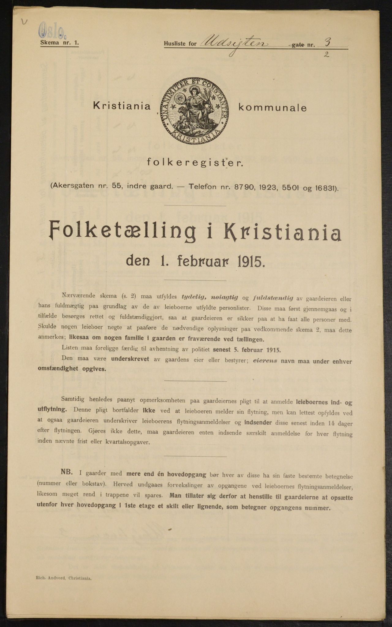 OBA, Municipal Census 1915 for Kristiania, 1915, p. 121956