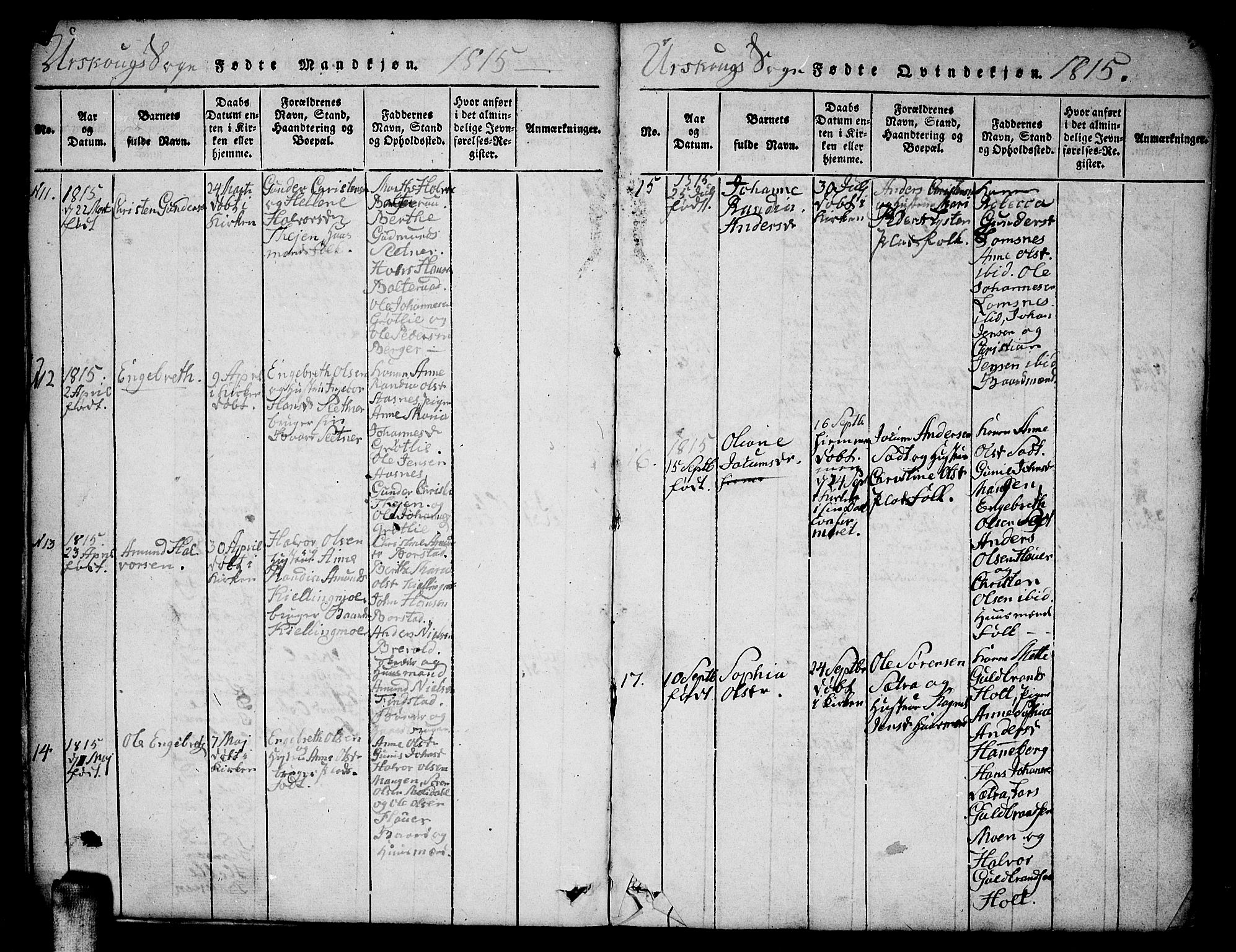 Aurskog prestekontor Kirkebøker, SAO/A-10304a/F/Fa/L0005: Parish register (official) no. I 5, 1814-1829, p. 5
