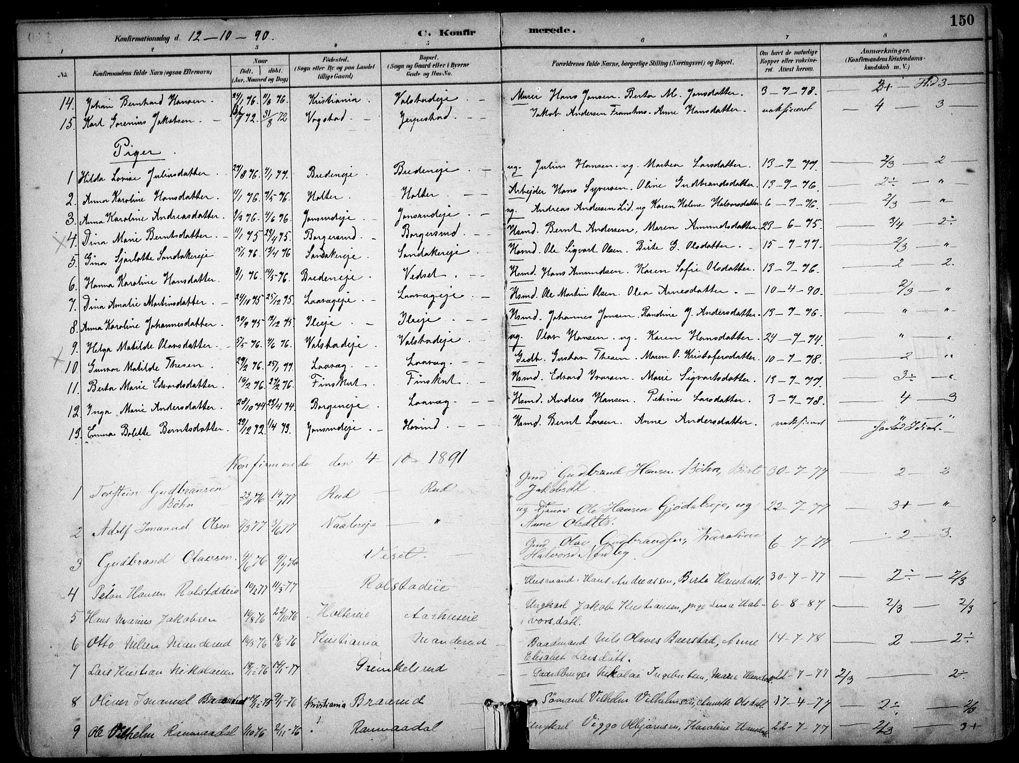 Nes prestekontor Kirkebøker, AV/SAO-A-10410/F/Fb/L0002: Parish register (official) no. II 2, 1883-1918, p. 150