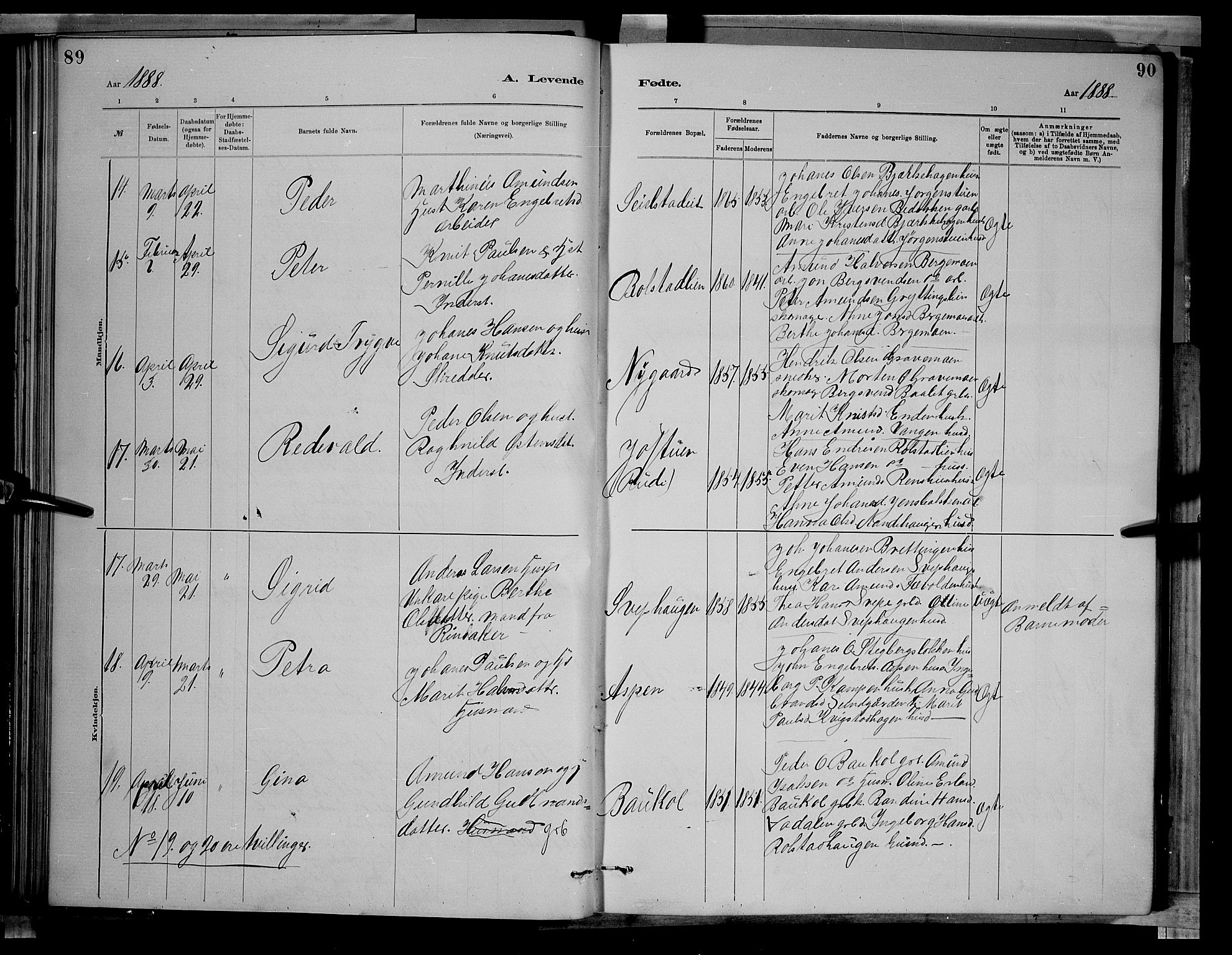 Sør-Fron prestekontor, AV/SAH-PREST-010/H/Ha/Hab/L0003: Parish register (copy) no. 3, 1884-1896, p. 89-90