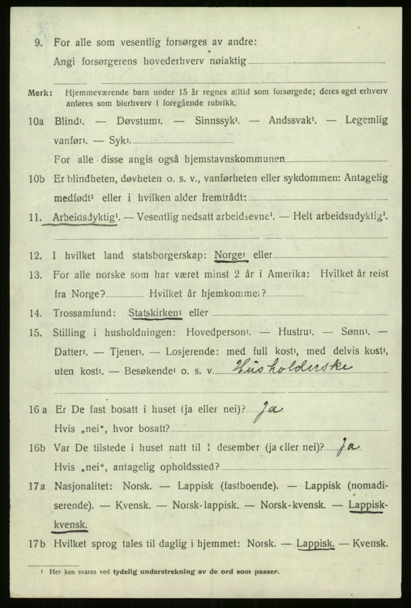 SATØ, 1920 census for Kvænangen, 1920, p. 3085