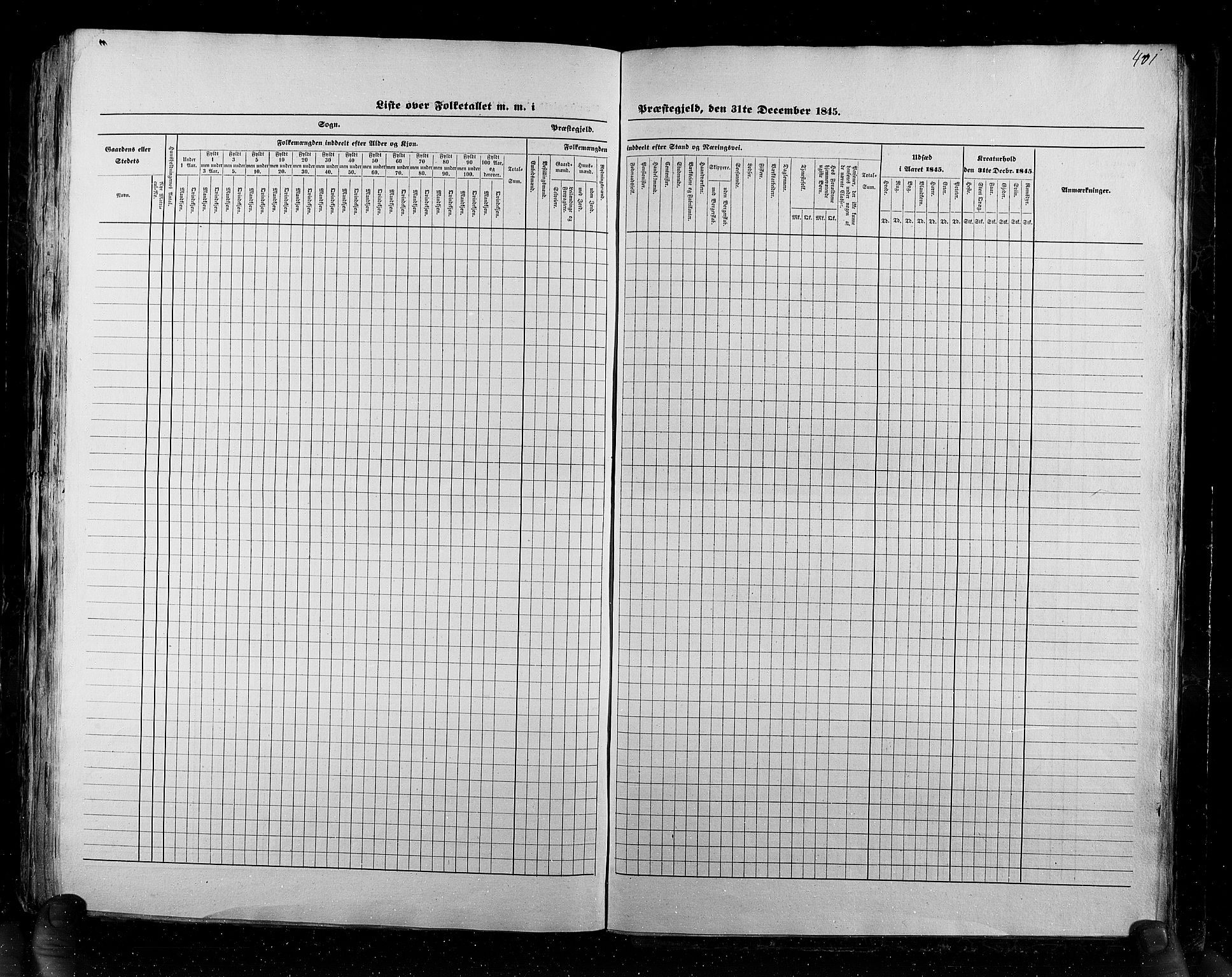 RA, Census 1845, vol. 6: Lister og Mandal amt og Stavanger amt, 1845, p. 401