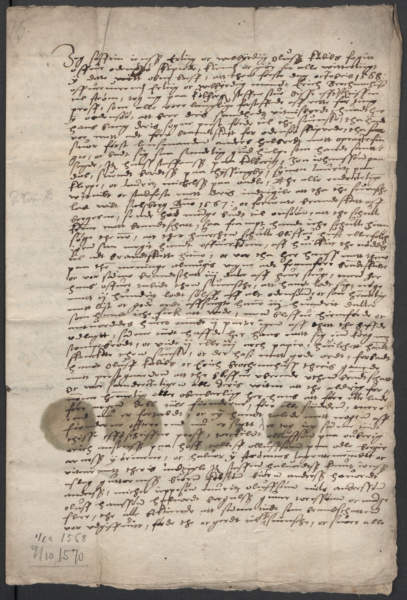 Riksarkivets diplomsamling, AV/RA-EA-5965/F02/L0075: Dokumenter, 1570-1571, p. 31