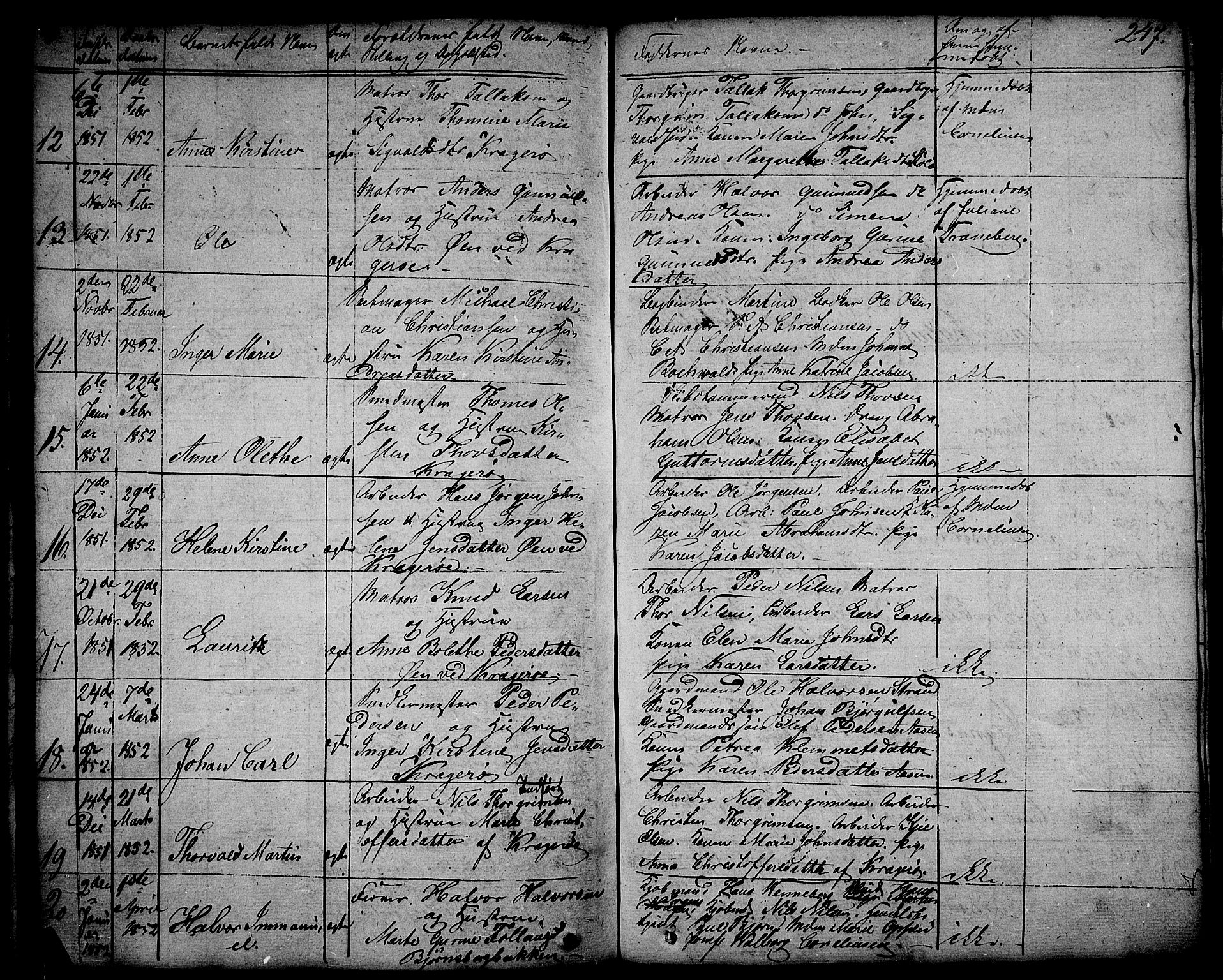 Kragerø kirkebøker, AV/SAKO-A-278/G/Ga/L0003: Parish register (copy) no. 3, 1832-1852, p. 247