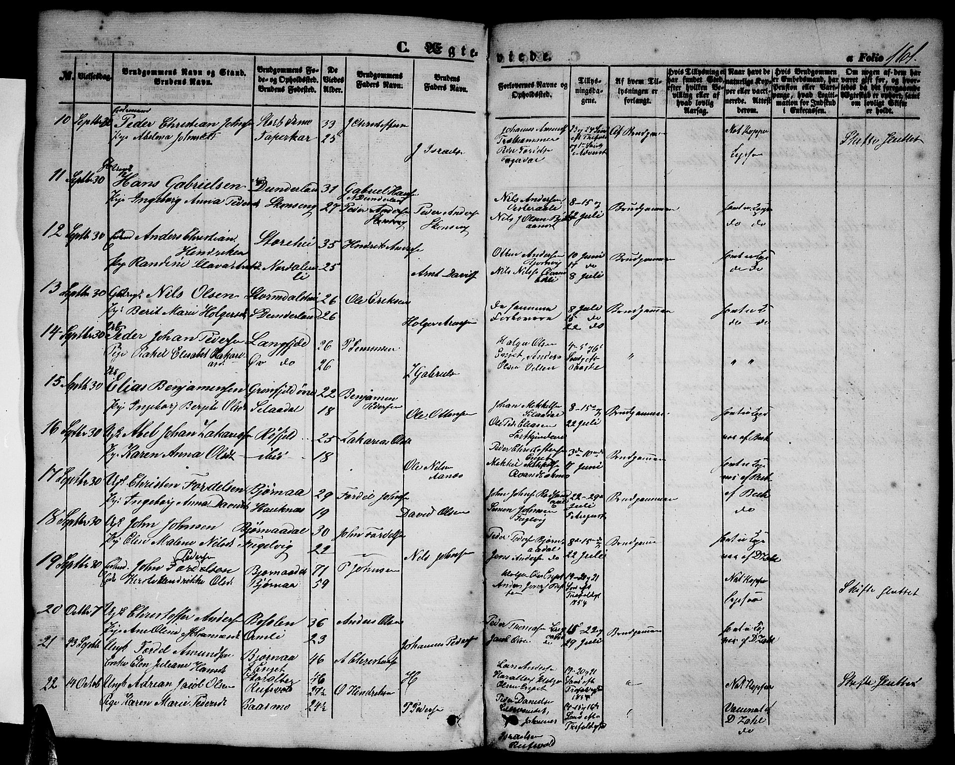 Ministerialprotokoller, klokkerbøker og fødselsregistre - Nordland, SAT/A-1459/827/L0414: Parish register (copy) no. 827C03, 1853-1865, p. 161
