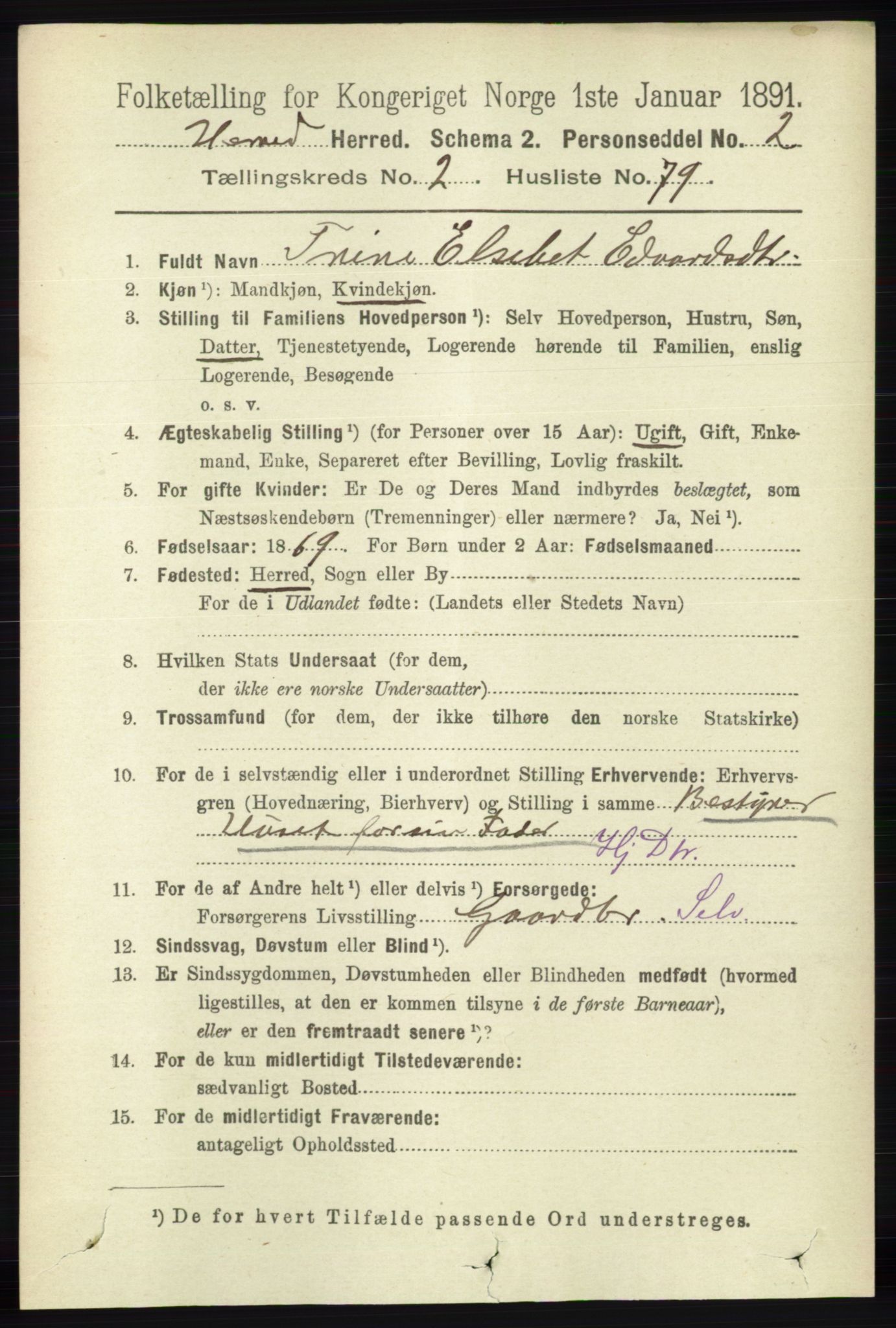 RA, 1891 census for 1039 Herad, 1891, p. 900