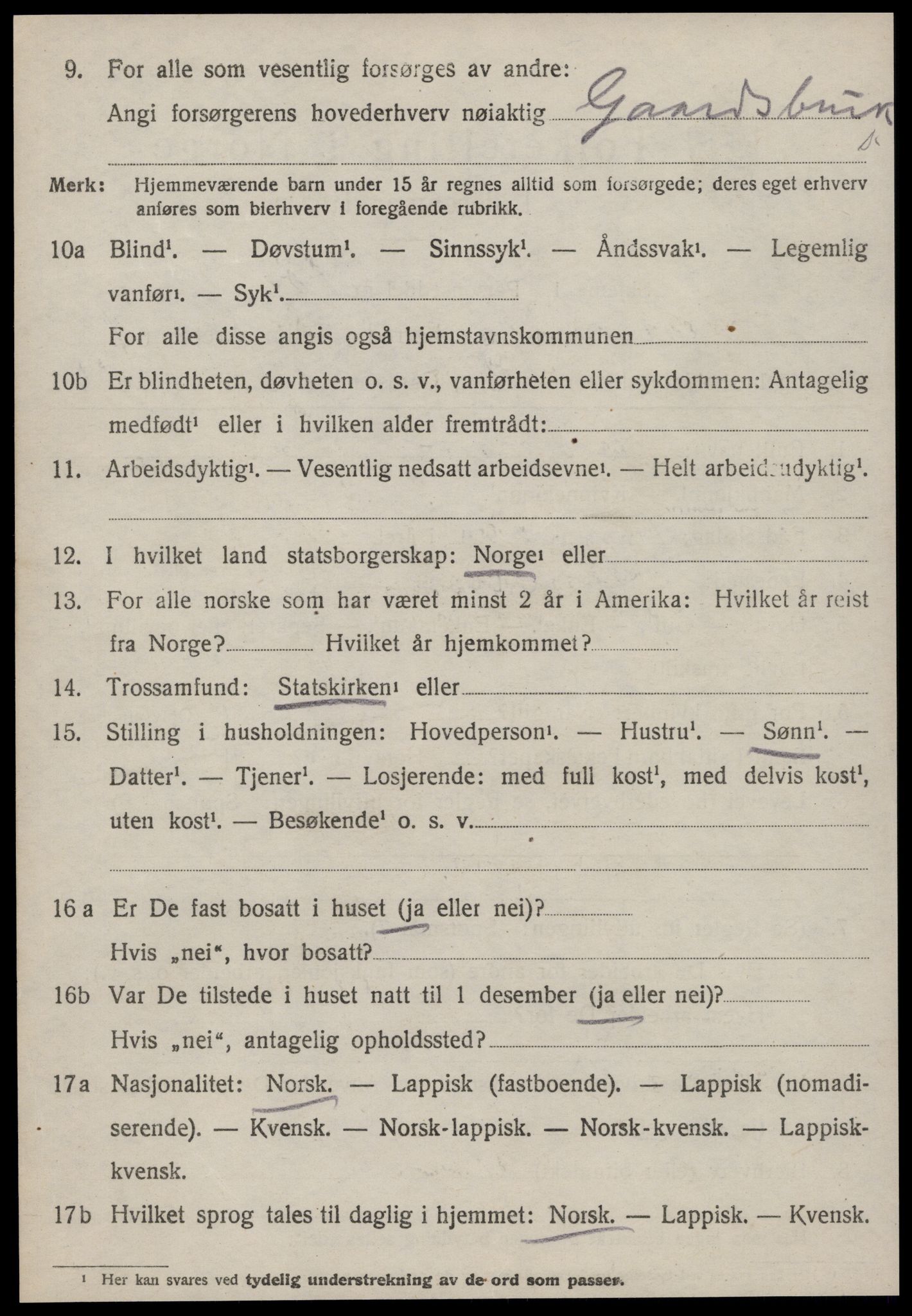 SAT, 1920 census for Lensvik, 1920, p. 661