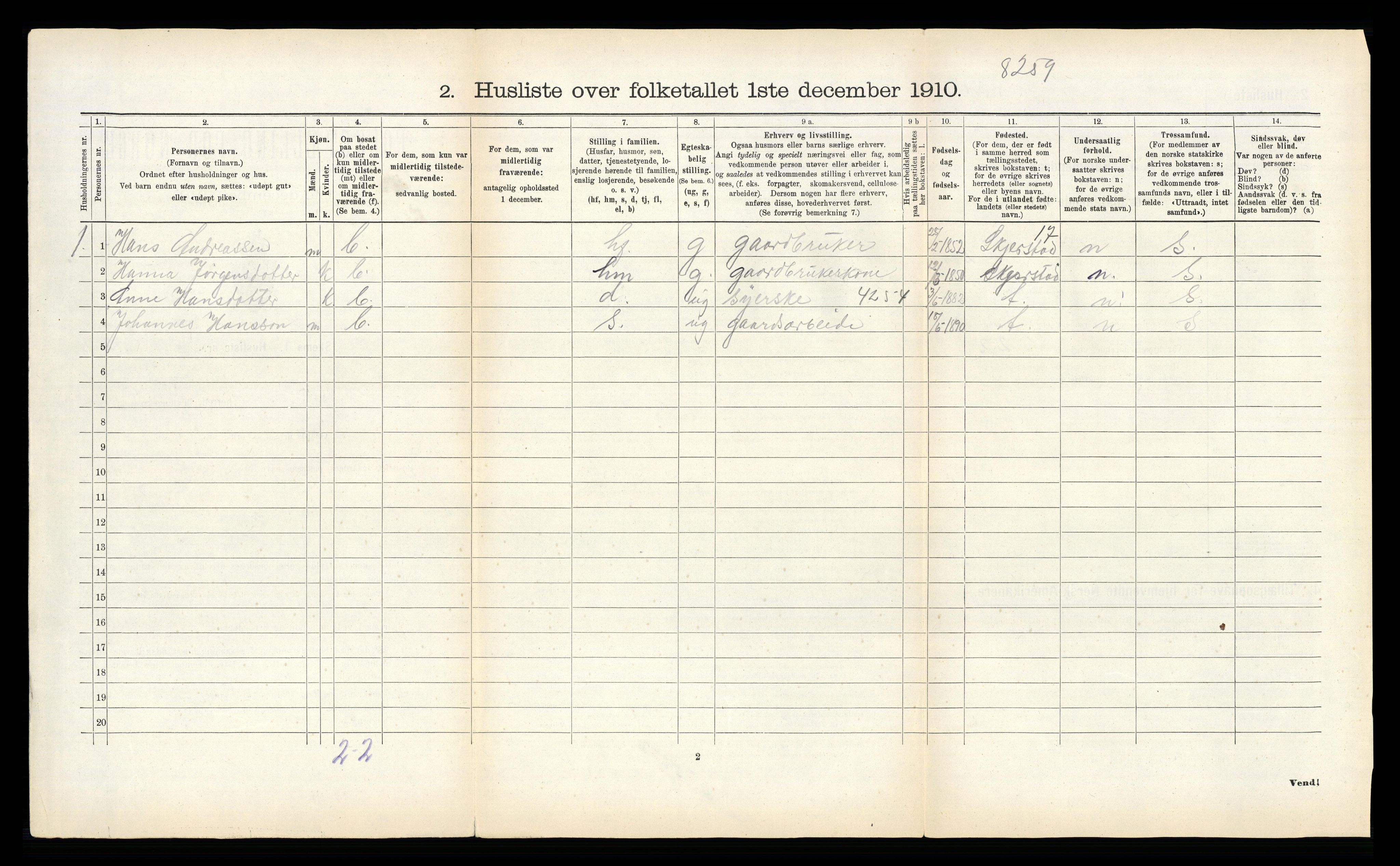 RA, 1910 census for Fauske, 1910, p. 743