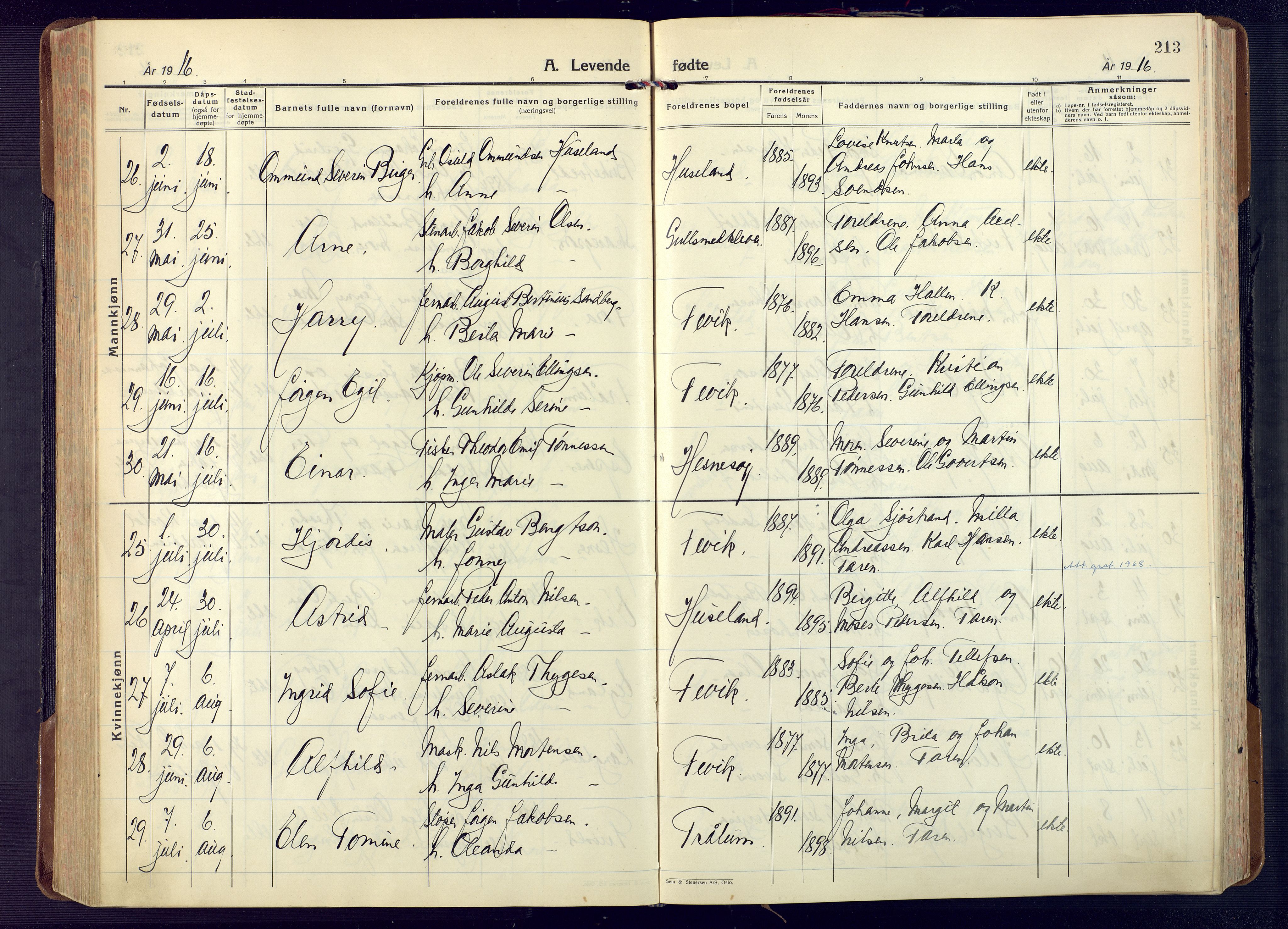 Fjære sokneprestkontor, AV/SAK-1111-0011/F/Fa/L0004: Parish register (official) no. A 4, 1902-1925, p. 213