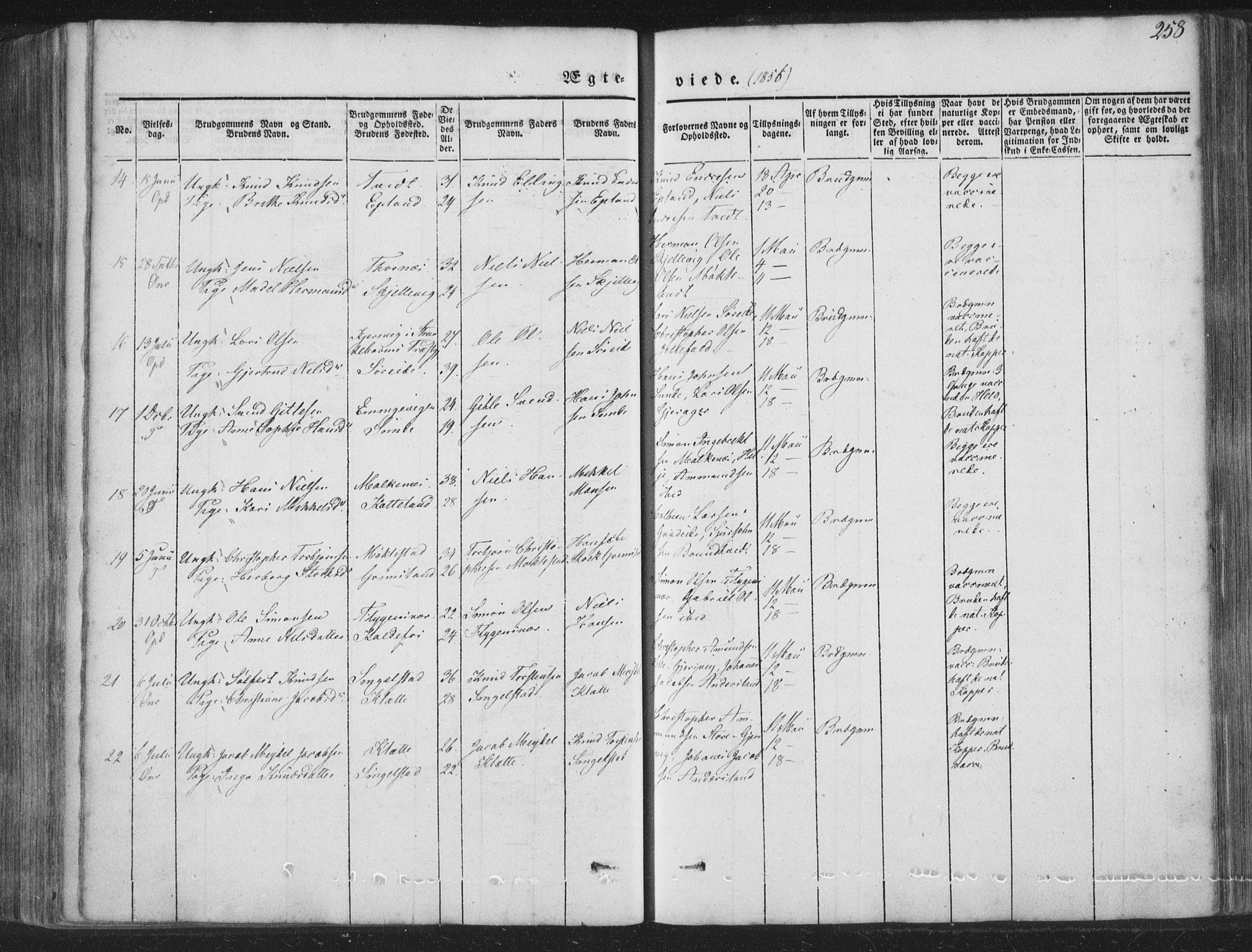 Tysnes sokneprestembete, AV/SAB-A-78601/H/Haa: Parish register (official) no. A 10, 1848-1859, p. 258