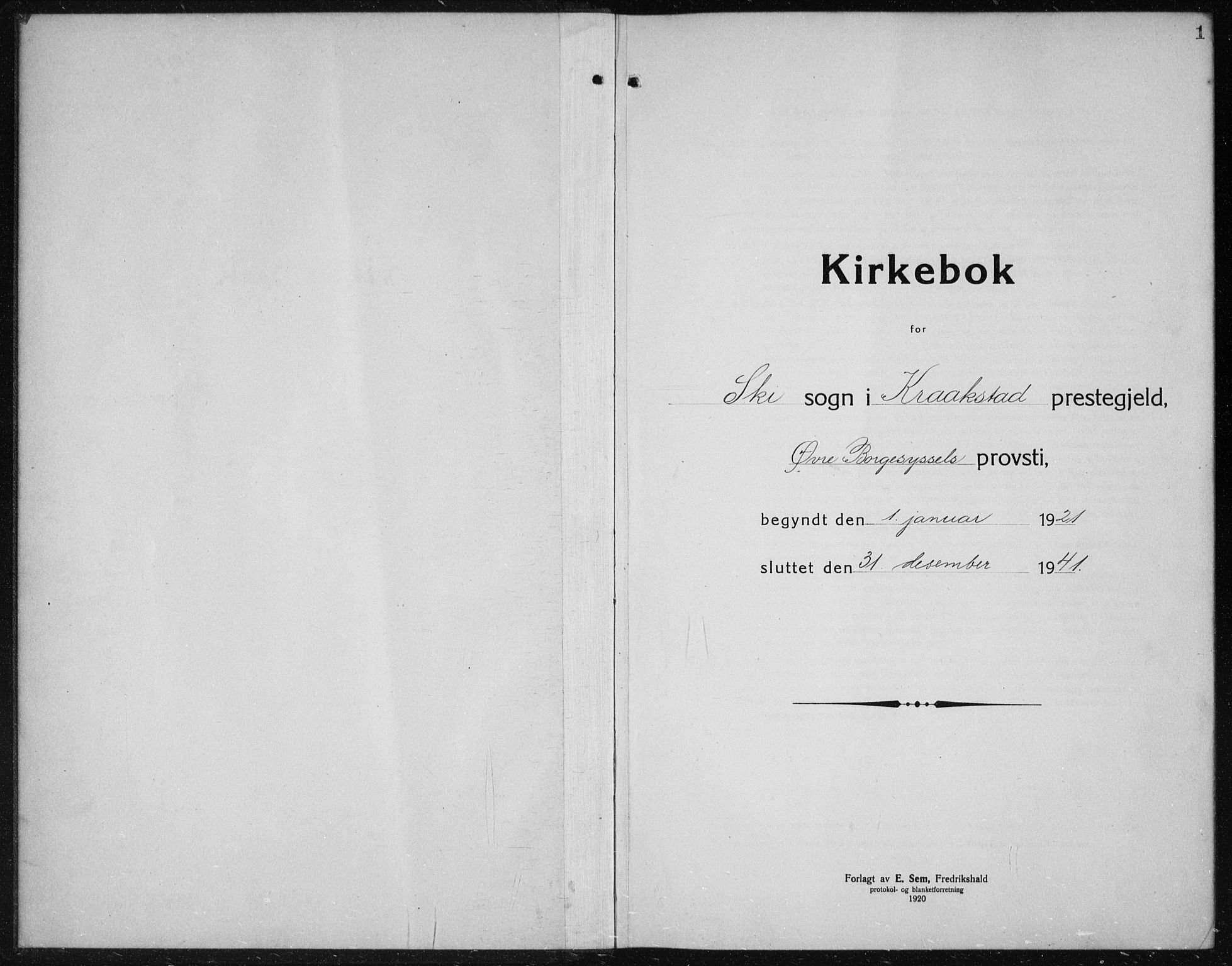 Kråkstad prestekontor Kirkebøker, SAO/A-10125a/G/Gb/L0002: Parish register (copy) no. II 2, 1921-1941, p. 1