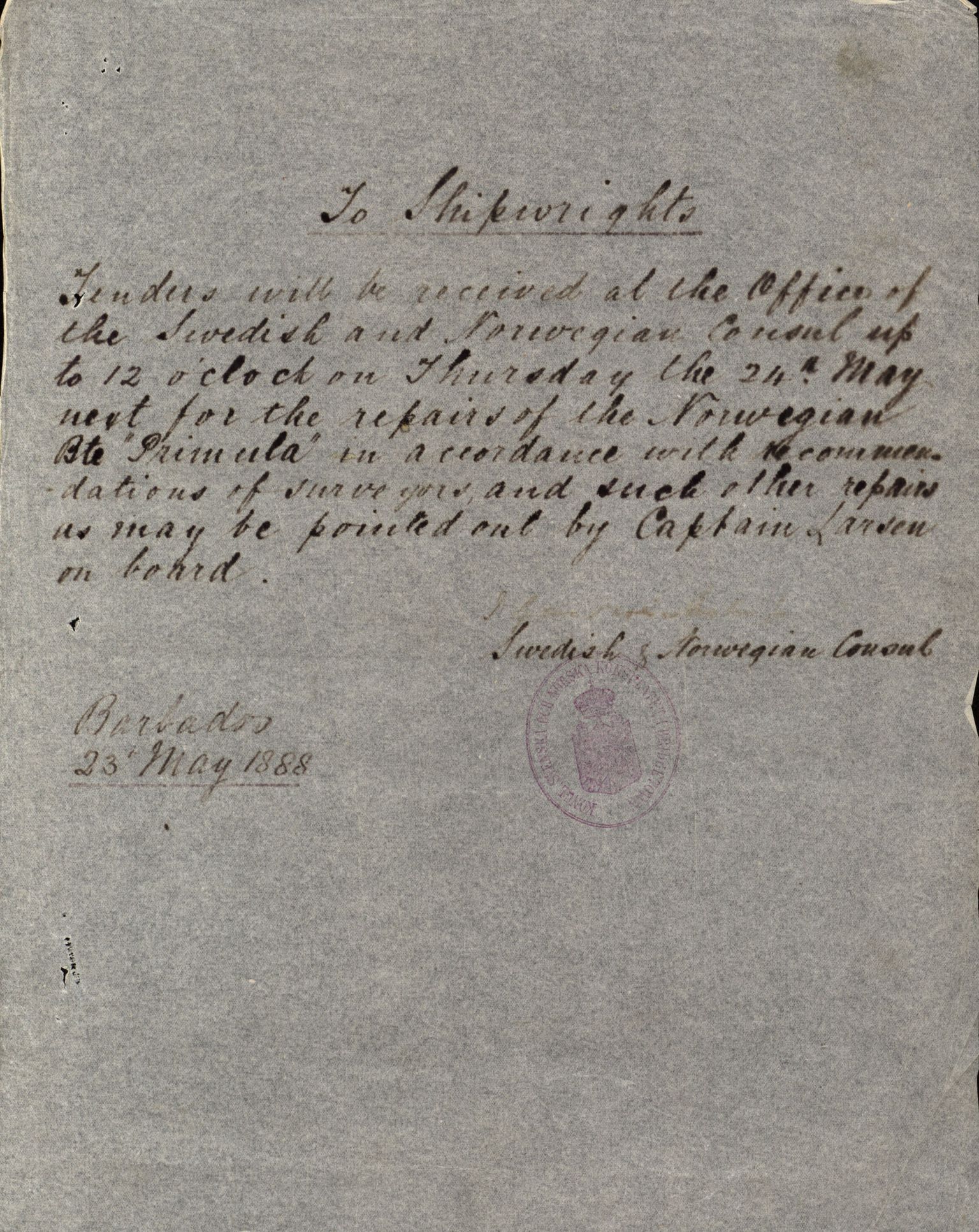 Pa 63 - Østlandske skibsassuranceforening, VEMU/A-1079/G/Ga/L0021/0003: Havaridokumenter / Inga av Drammen, Inga av Sandefjord, Primula, 1888-1889, p. 180
