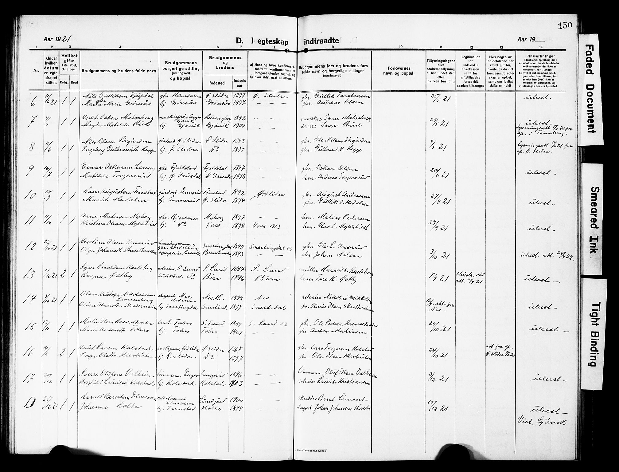 Vardal prestekontor, SAH/PREST-100/H/Ha/Hab/L0015: Parish register (copy) no. 15, 1914-1931, p. 150