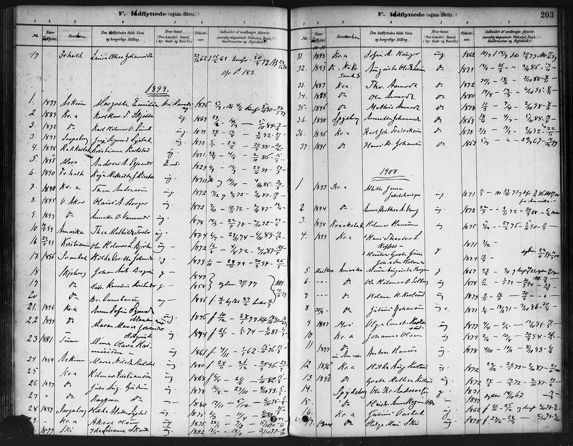 Skiptvet prestekontor Kirkebøker, AV/SAO-A-20009/F/Fa/L0009: Parish register (official) no. 9, 1878-1900, p. 203