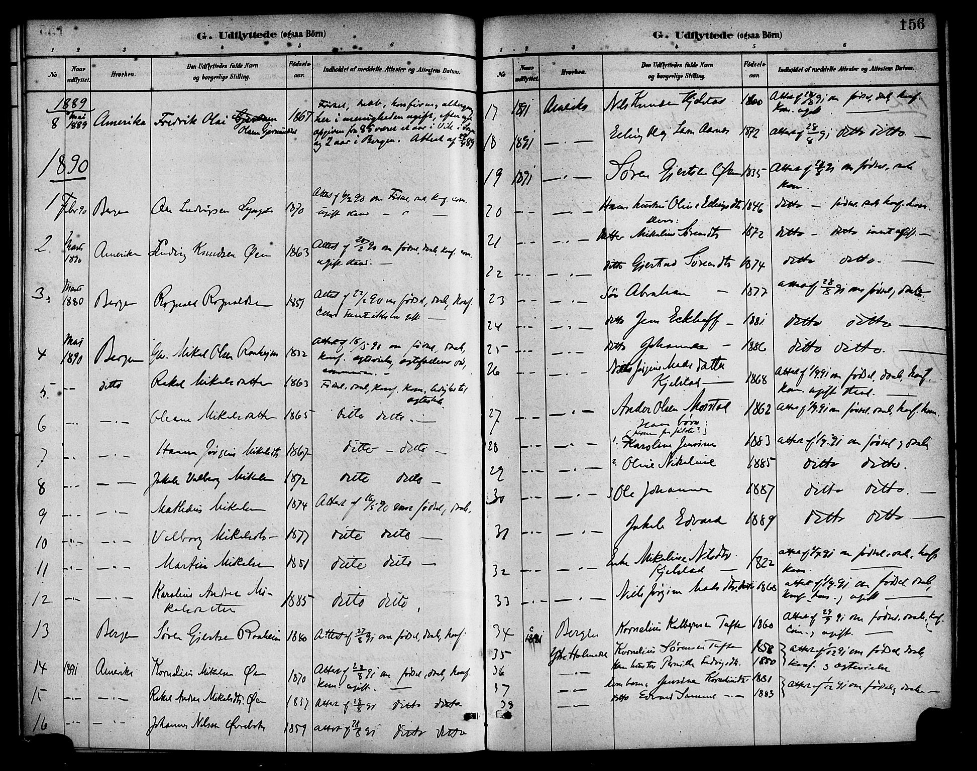 Gaular sokneprestembete, AV/SAB-A-80001/H/Haa: Parish register (official) no. D 1, 1882-1899, p. 156