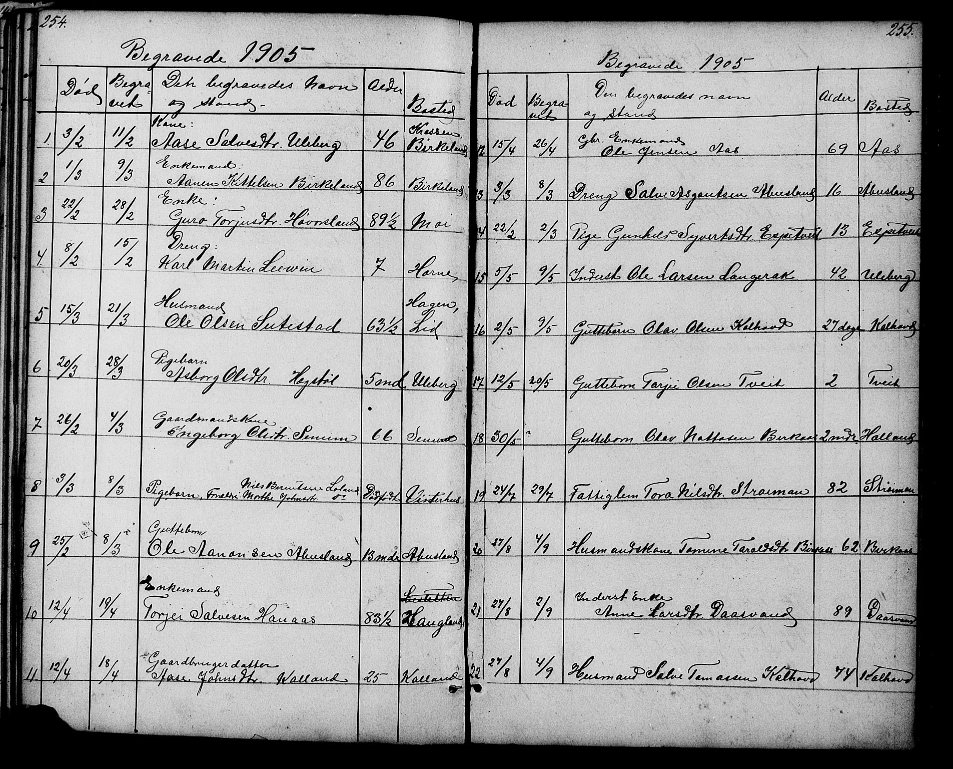 Evje sokneprestkontor, SAK/1111-0008/F/Fb/Fbb/L0002: Parish register (copy) no. B 2, 1879-1909, p. 254-255