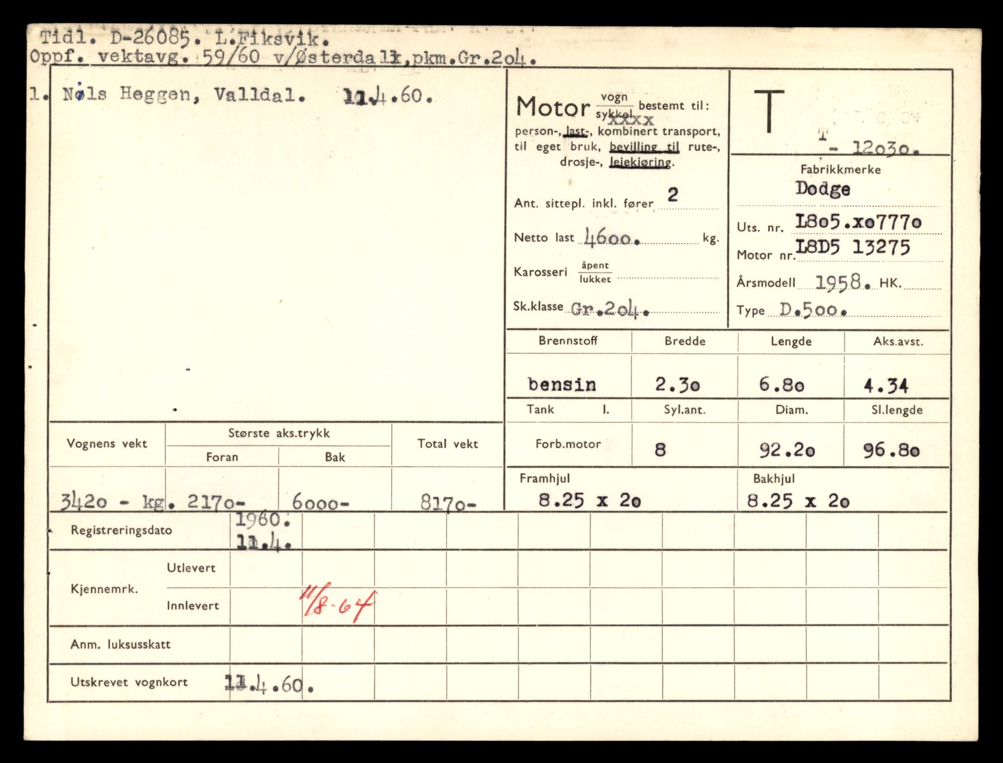 Møre og Romsdal vegkontor - Ålesund trafikkstasjon, AV/SAT-A-4099/F/Fe/L0035: Registreringskort for kjøretøy T 12653 - T 12829, 1927-1998, p. 3254