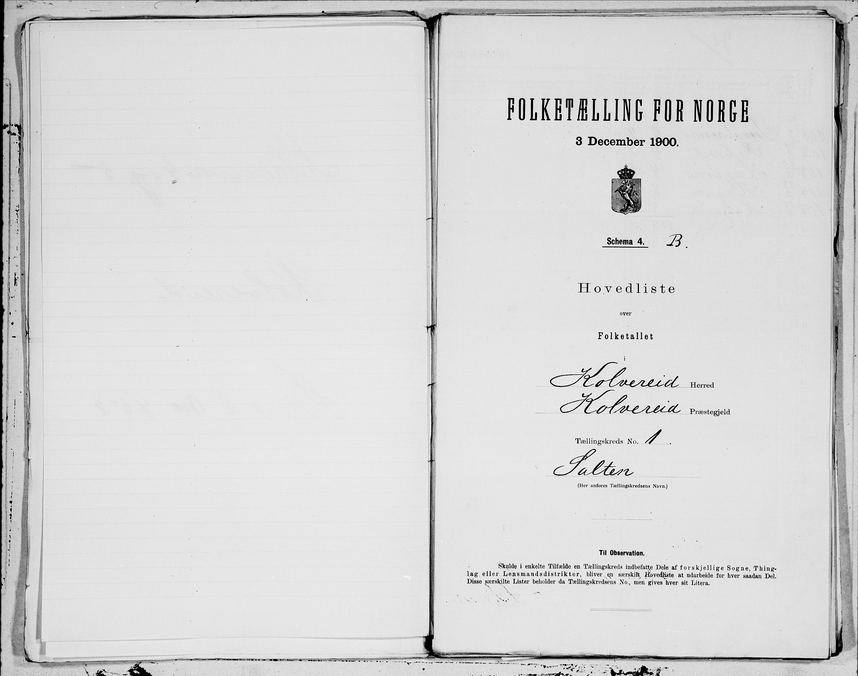 SAT, 1900 census for Kolvereid, 1900, p. 2