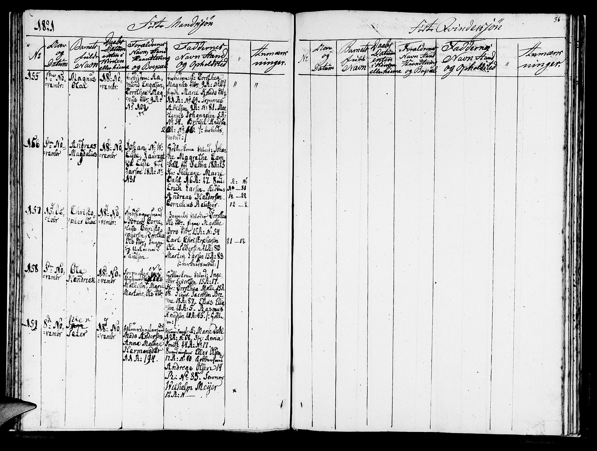 Domkirken sokneprestembete, SAB/A-74801/H/Haa/L0011: Parish register (official) no. A 11, 1820-1821, p. 36